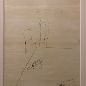 David Hockney, Study for 'Peter Nude, Sitting on Edge of Bed' Ink on Paper Original David Hockney, 1968