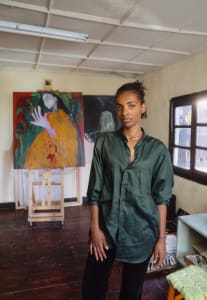 Selome Muleta in the studio. Courtesy of Lucy Emms and Addis Fine Art