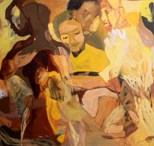 Tizta Berhanu, Recipe for bonding, 2020, Oil on canvas, 130 x 130 cm. Courtesy of the artist and Addis Fine Art