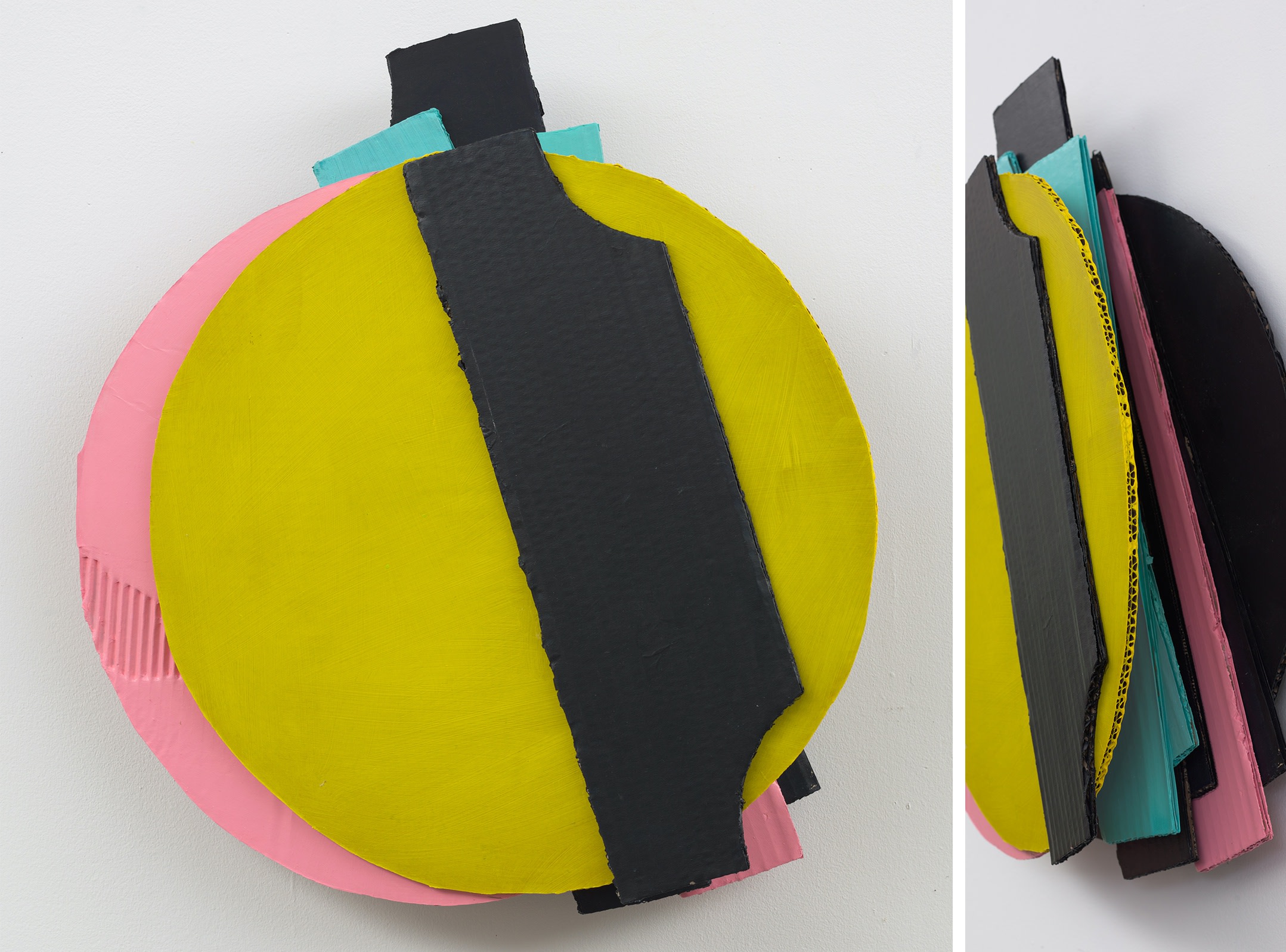 Yellow Fancie, 2022 cardboard, pigment and acrylic varnish 48 × 45 × 13 cm (19 × 17 ¾ × 5...