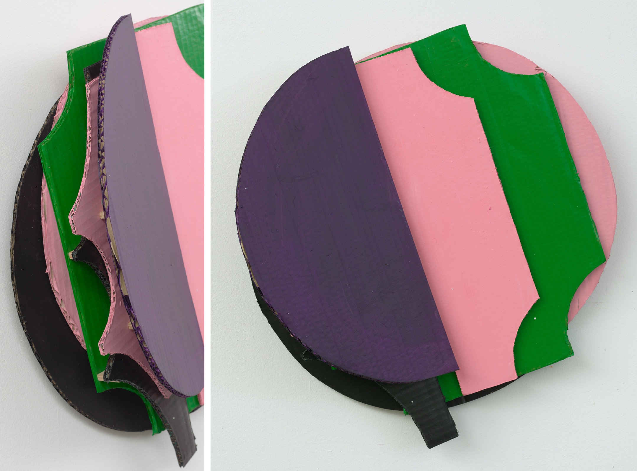 Pink Fancie, 2022 cardboard, pigment and acrylic varnish 48 × 43 × 14 cm (18 ¾ × 17 × 5...