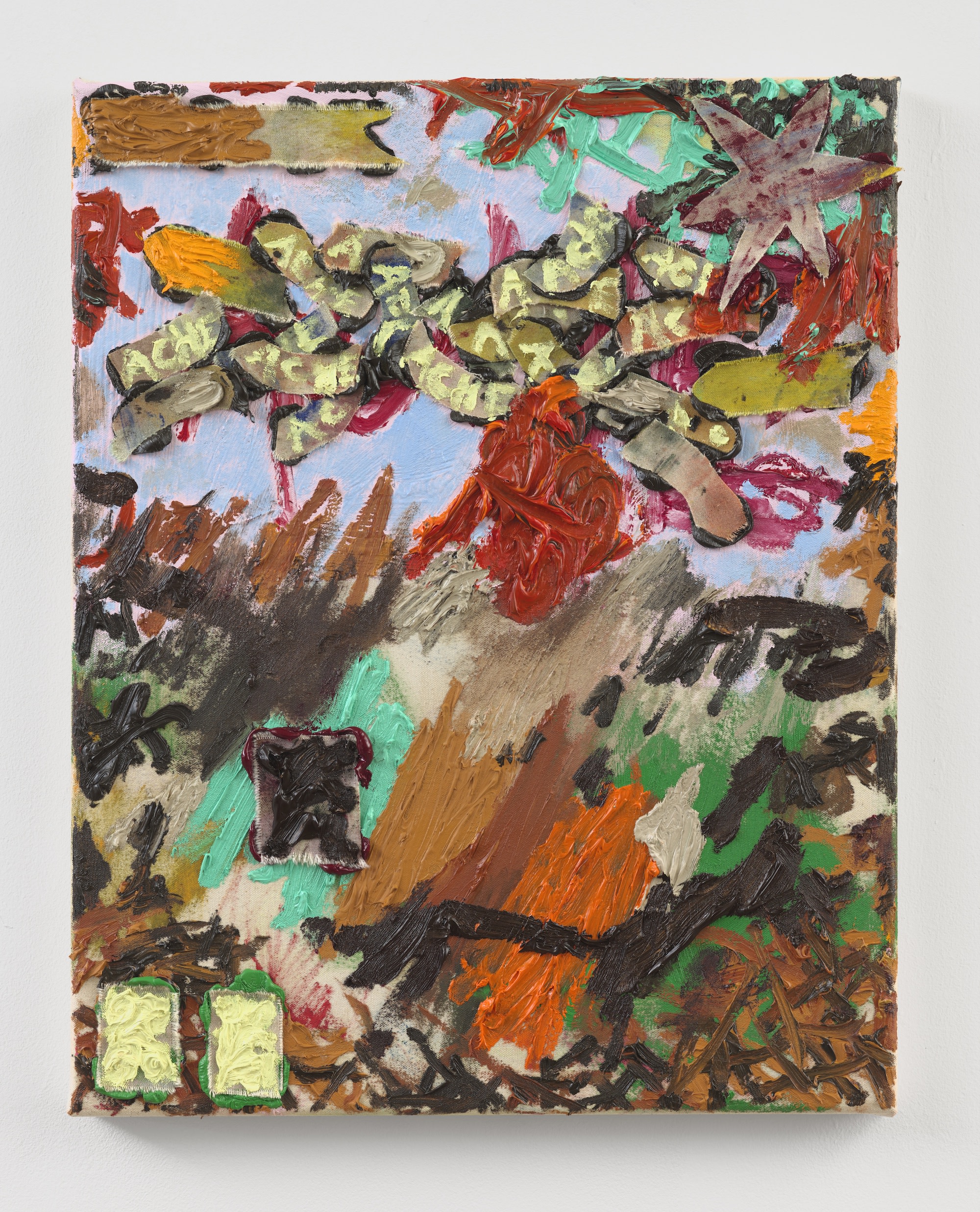 Under The Stars, 2020 oil and collage on canvas 50 × 40 cm (19 ¾ × 15 ¾ in) (DP139)