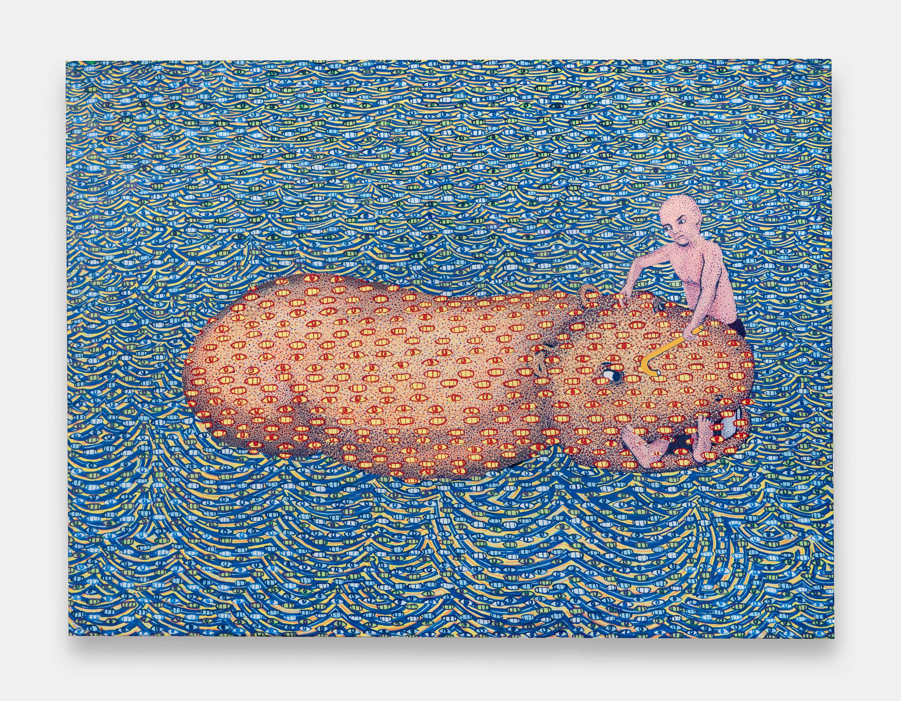 Death by Hippopotamus, 2021 acrylic on canvas 142 × 183 cm (56 × 72 in)
