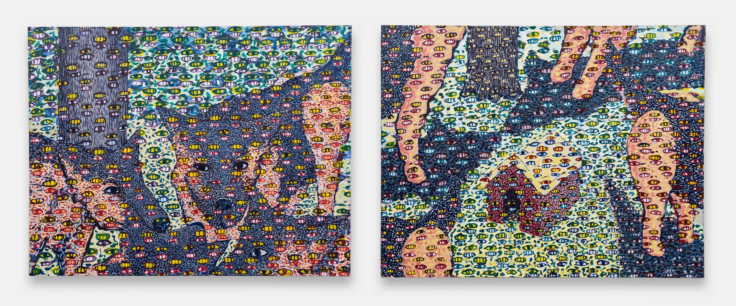 Dogs Setting Upon A Fairy House (Diptych), 1994 acrylic on canvas 71 × 91.5 cm (each painting) (28 × 36...