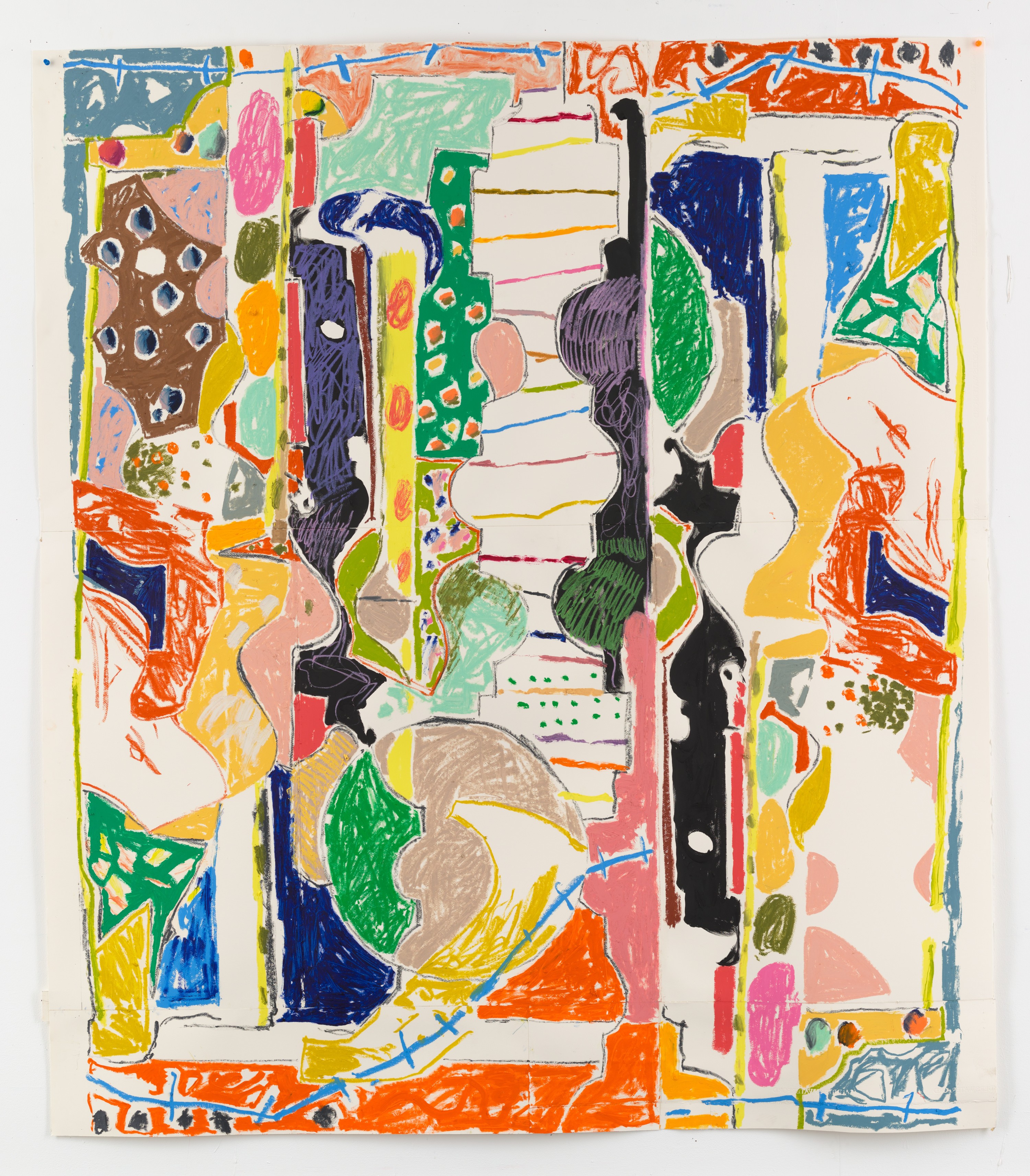 Only Up Close, 2022 oil stick, oil pastel and acrylic on collaged paper 170 × 150 cm (67 × 59...