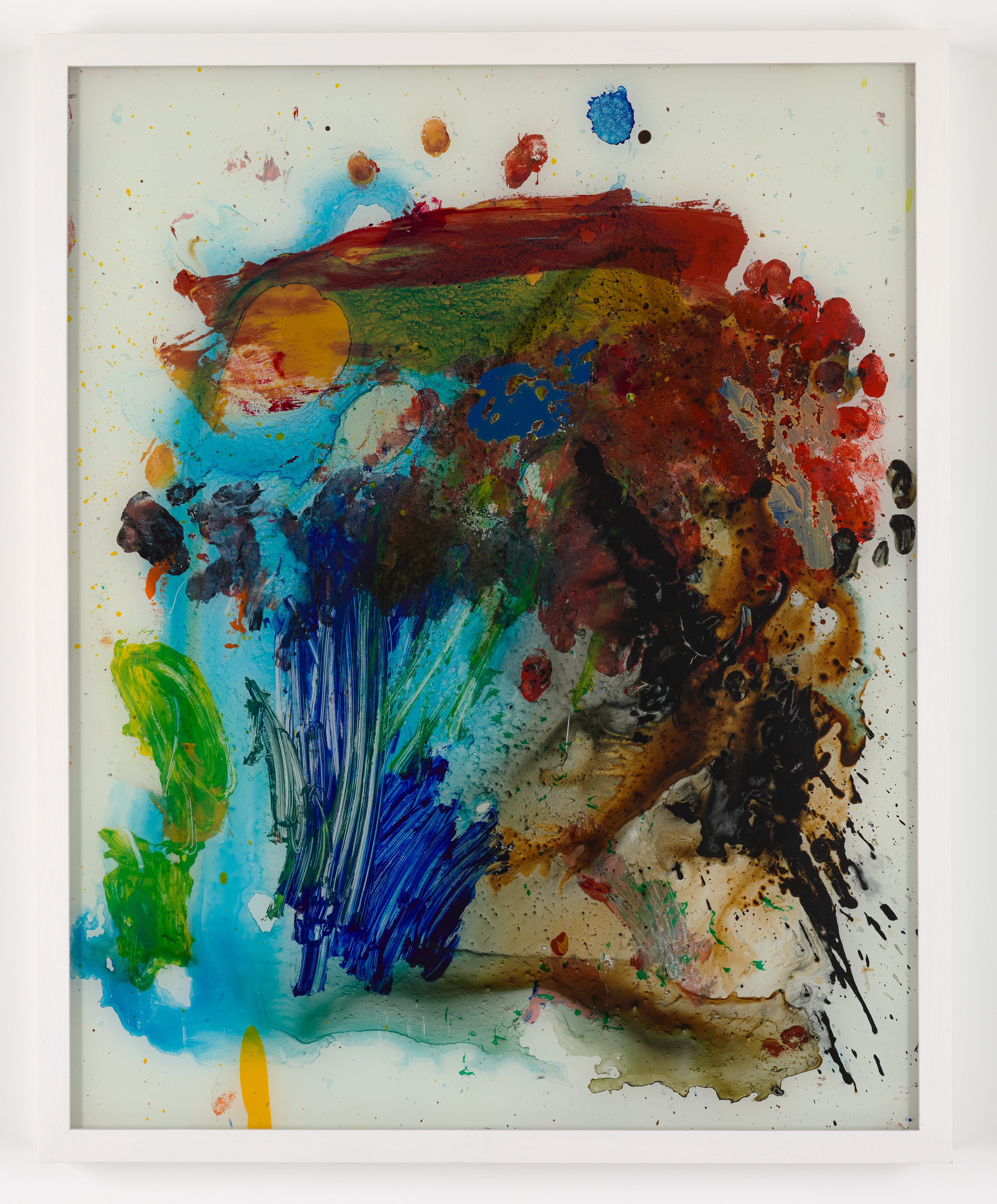 Flea, 2021 oil, ink and spray paint on glass 52 × 42 cm (20 ½ × 16 ½ in) (TG203)