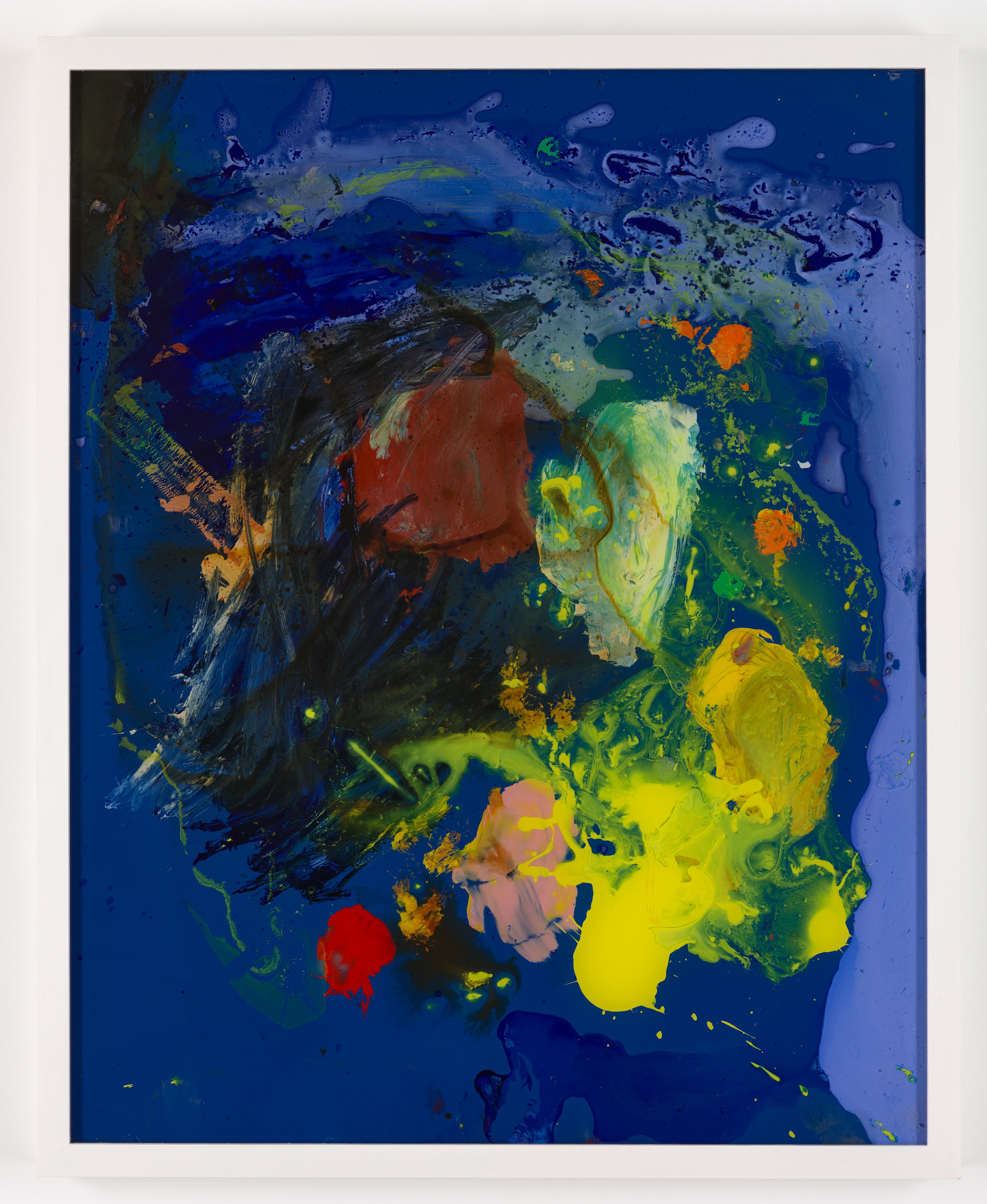 BUD, 2021 oil, ink and spray paint on glass 52 × 42 cm (20 ½ × 16 ½ in) (TG202)