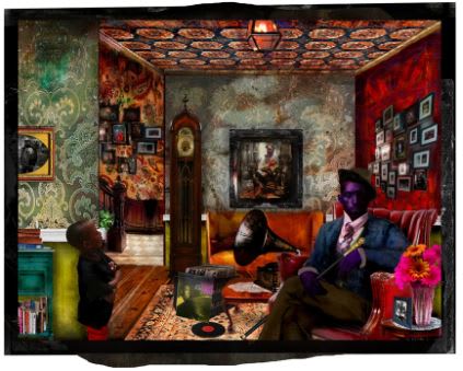 Najee Dorsey Listening Room digital photomontage 30 x 24 inches