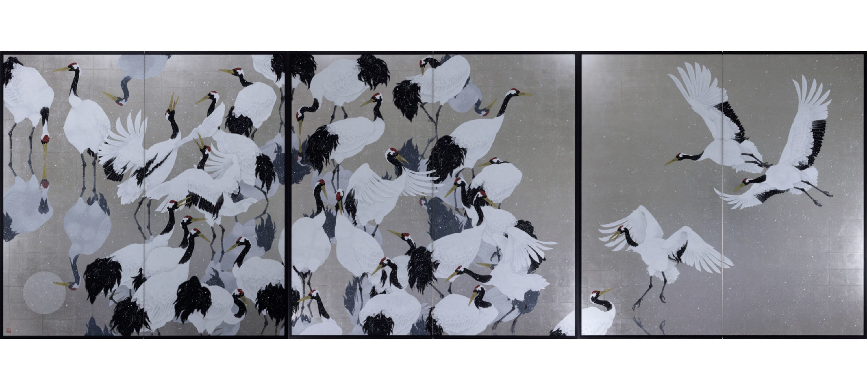 Daisuke Nakano, 鶴の屏風 「月を渡る」
