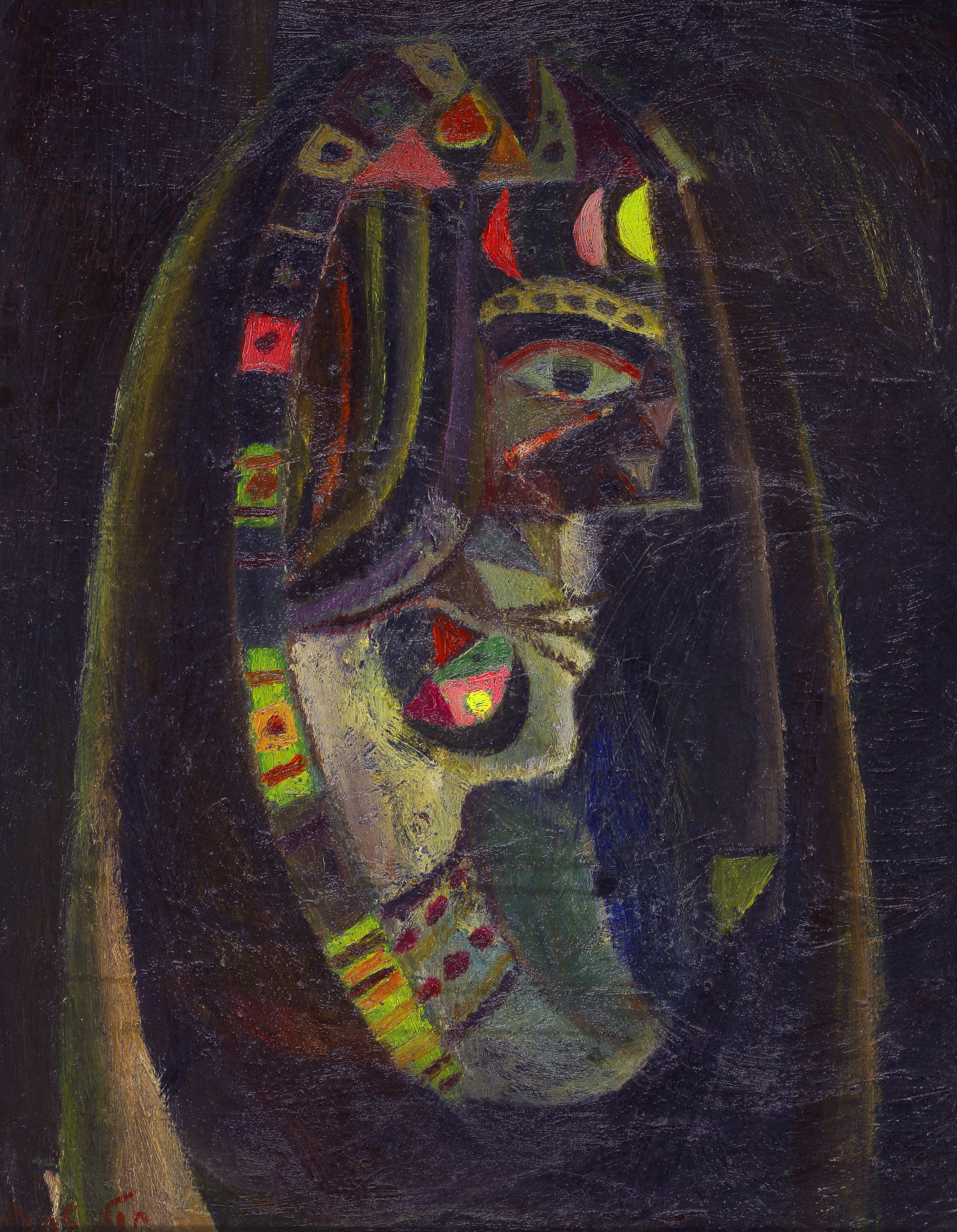 VILLAGER OIL ON board 1950