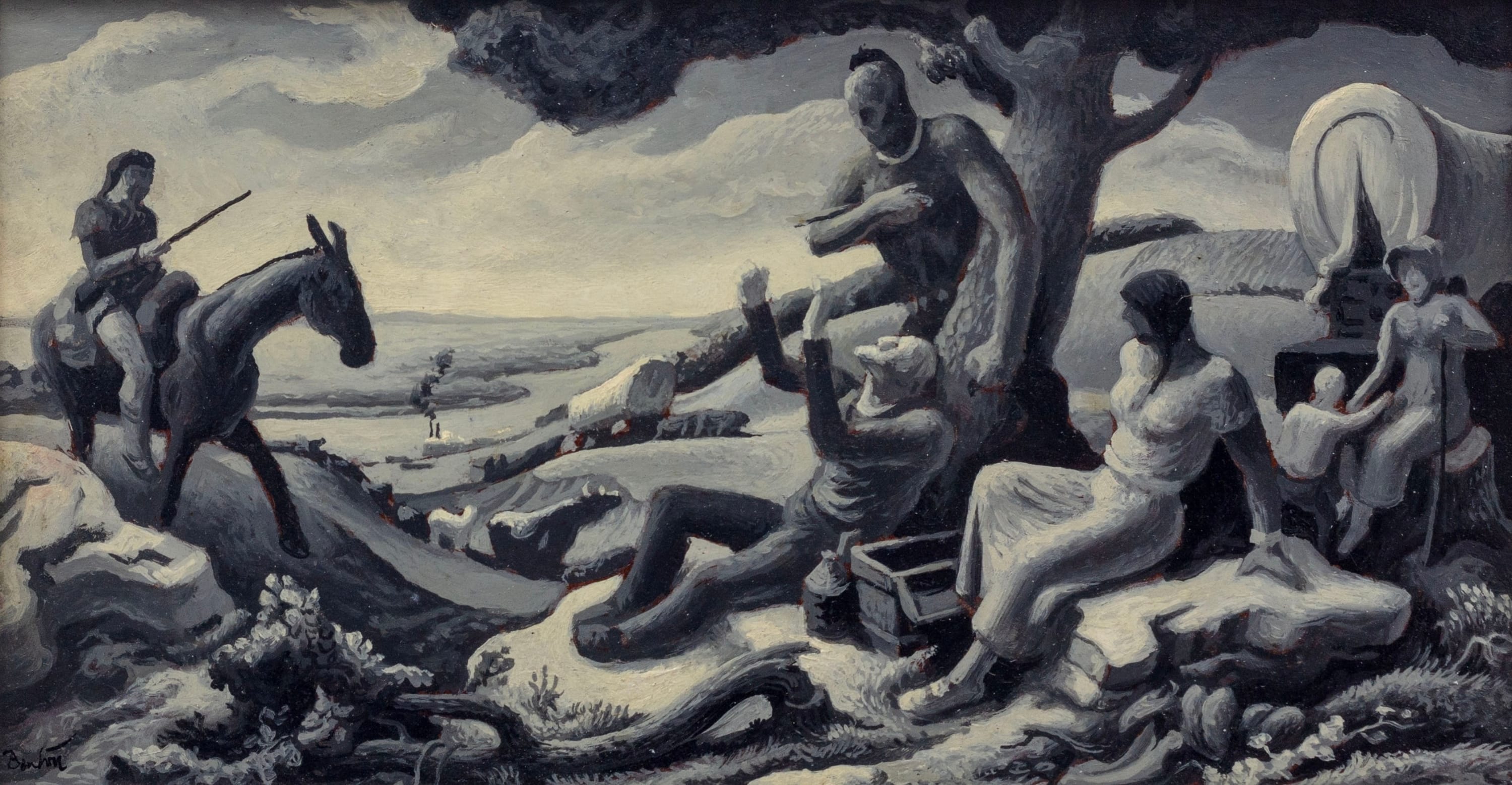 Thomas Hart Benton, Study for "Trading at Westport Landing (Old Kansas City)", c. 1956