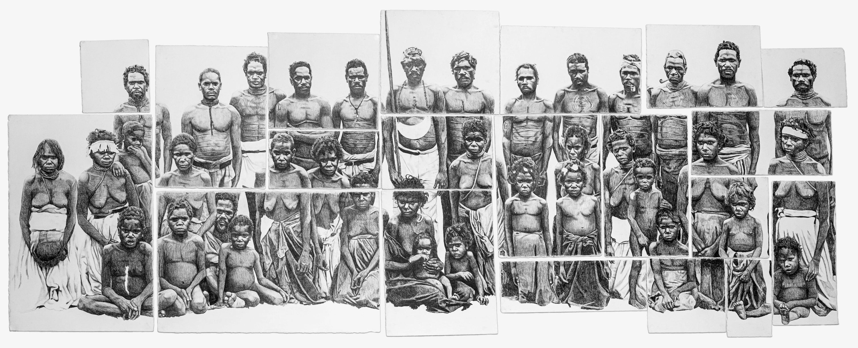 Dylan Mooney untitled, 2021-22 charcoal and pencil on paper 120 x 450 cm Exhibited: Cairns Art Gallery, 2022