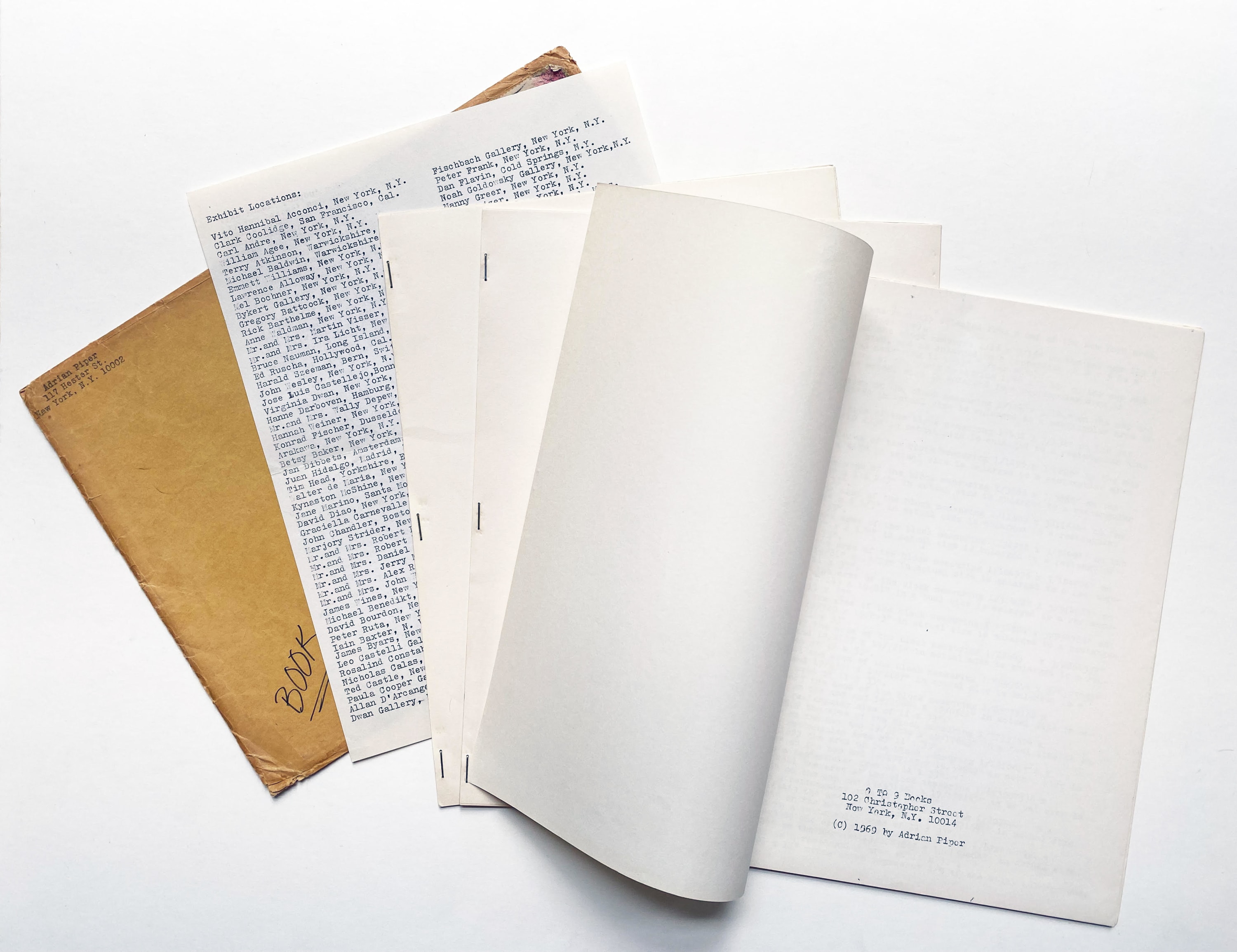 Adrian Piper, Three Untitled Projects [for 0 to 9]: some areas in the new york area, 1969