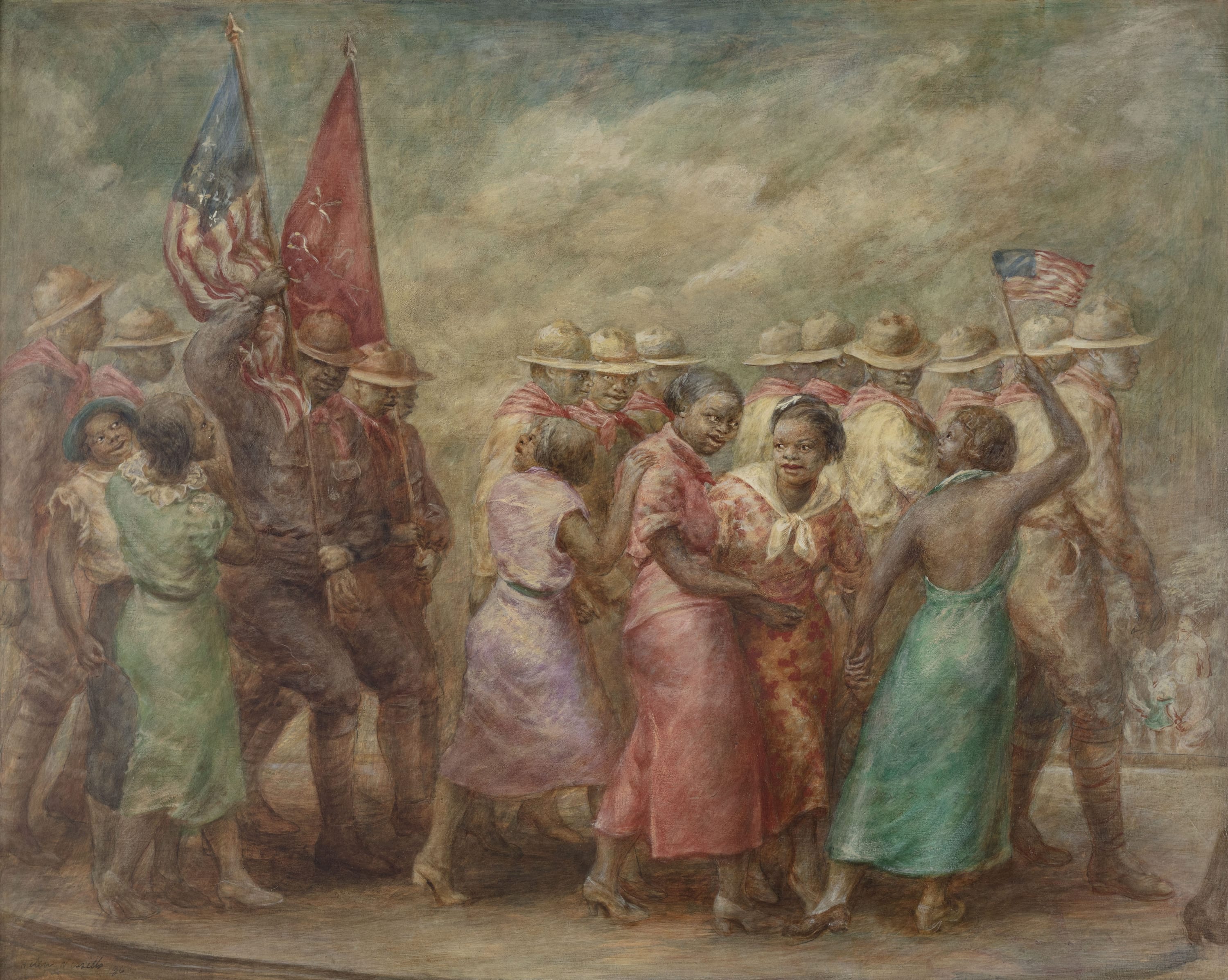 Helen Wessells 1905-1985 The Negro Troop, 1935-36 Signed and dated at lower left: Helen Wessells '36; signed, dated and inscribed...