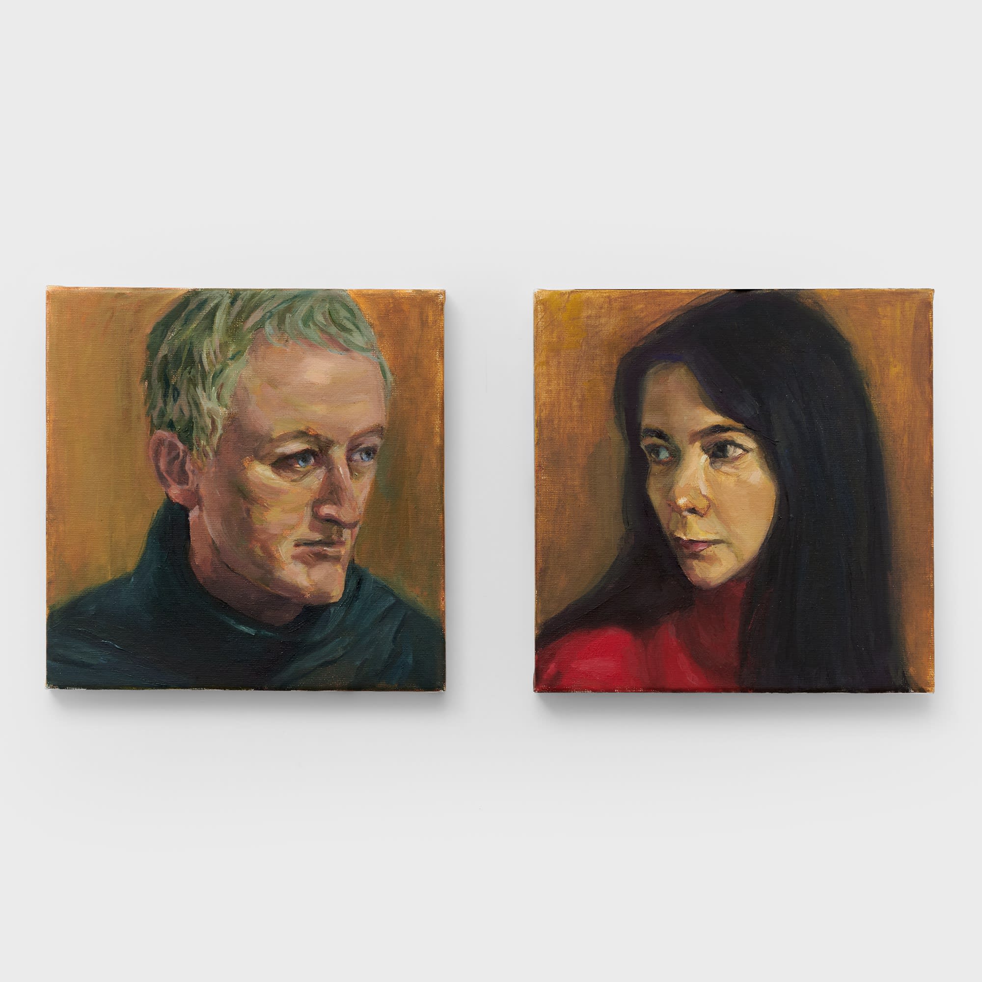 Gillian Wearing Michael, Self Portrait, 2024 signed, dated verso oil on canvas diptych 20 x 20 cm. each 7 3/4...