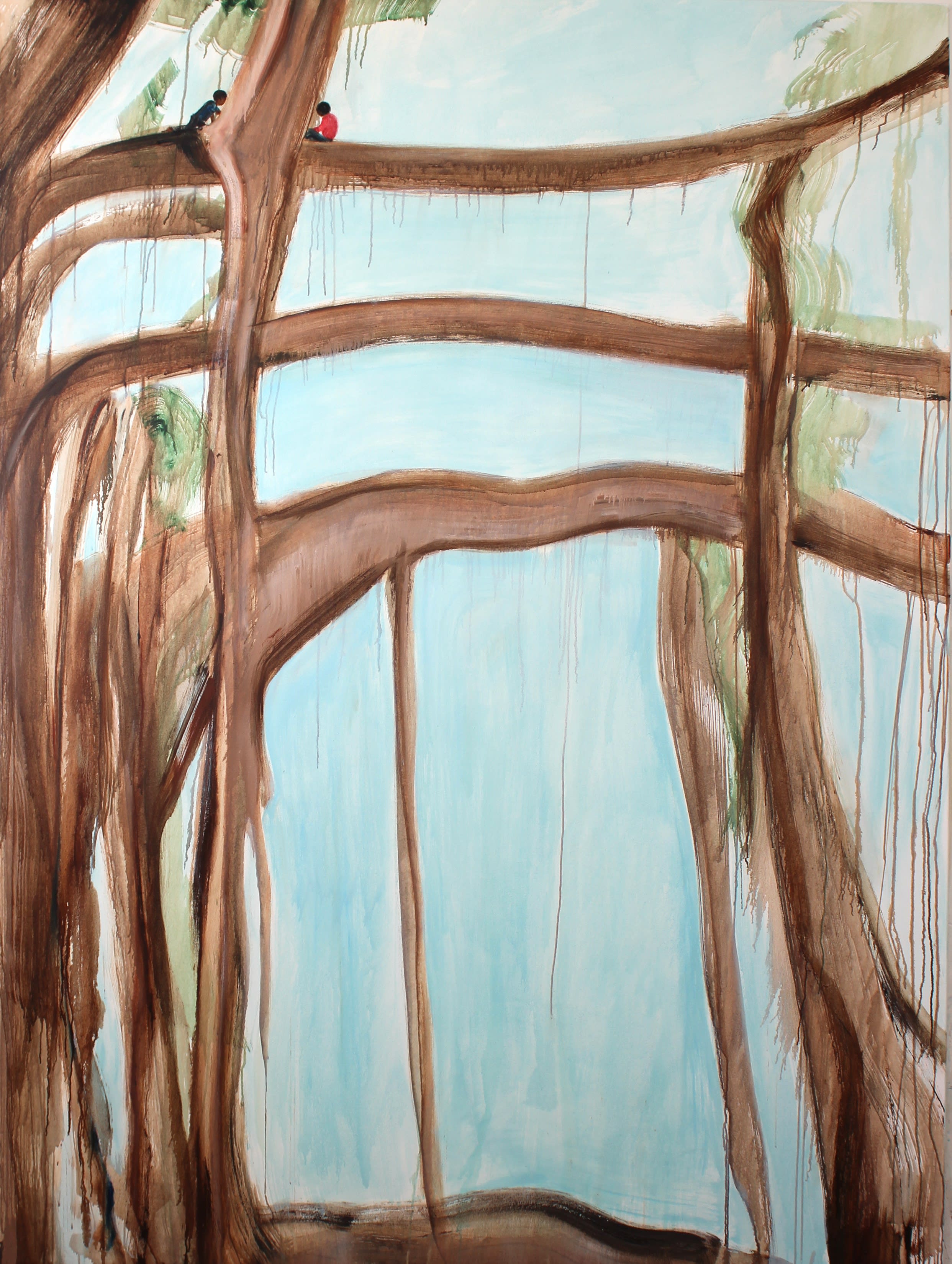 Matthew Krishanu Banyan (Two Boys, Branches), 2024 oil, acrylic on canvas 240 x 180 cm. 94 1/2 x 70 3/4...