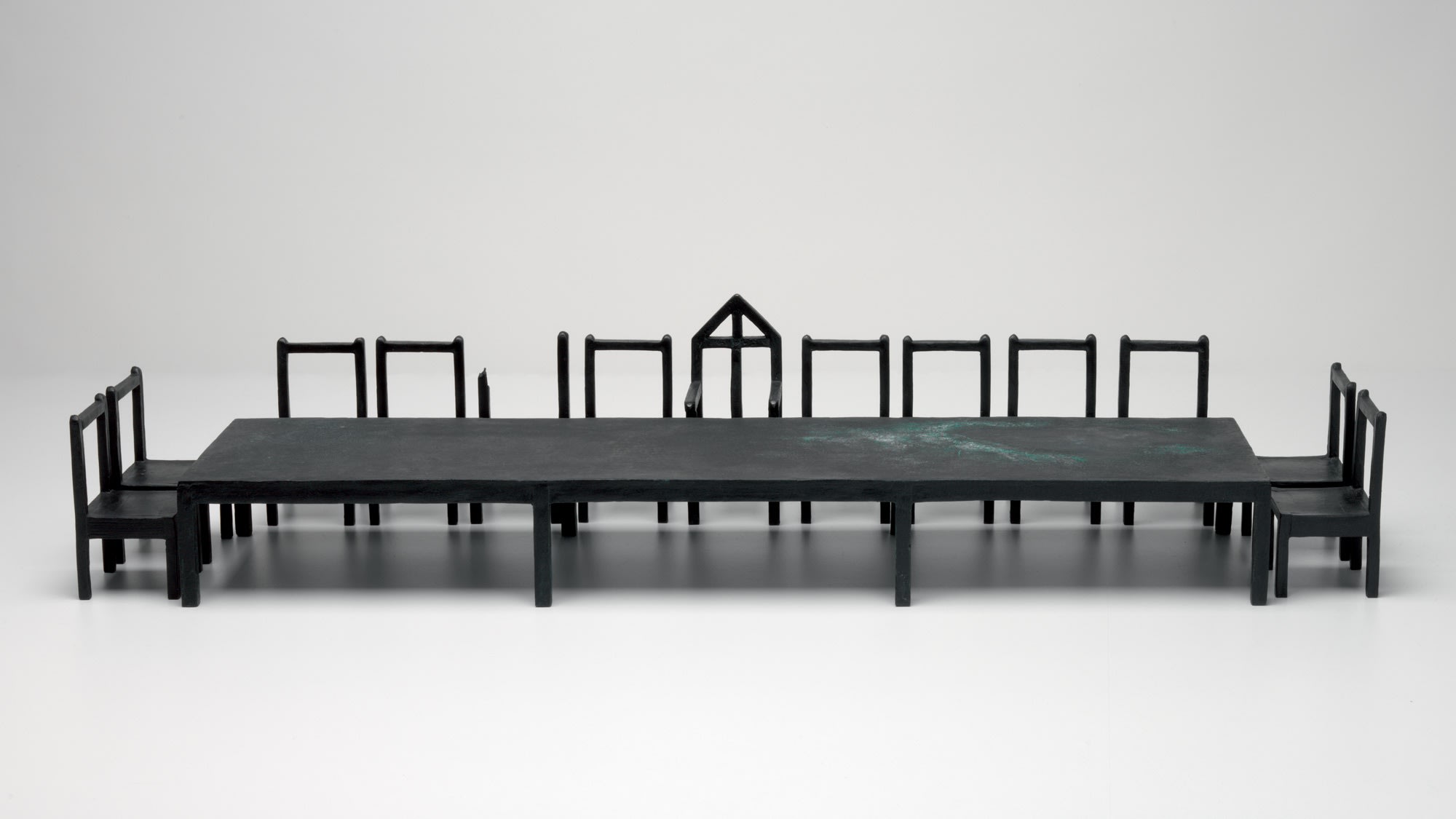 The Last Supper (Maquette), 1984 bronze, twelve chairs, table 19 x 107 x 30 cm. approx overall 7 1/2 x...