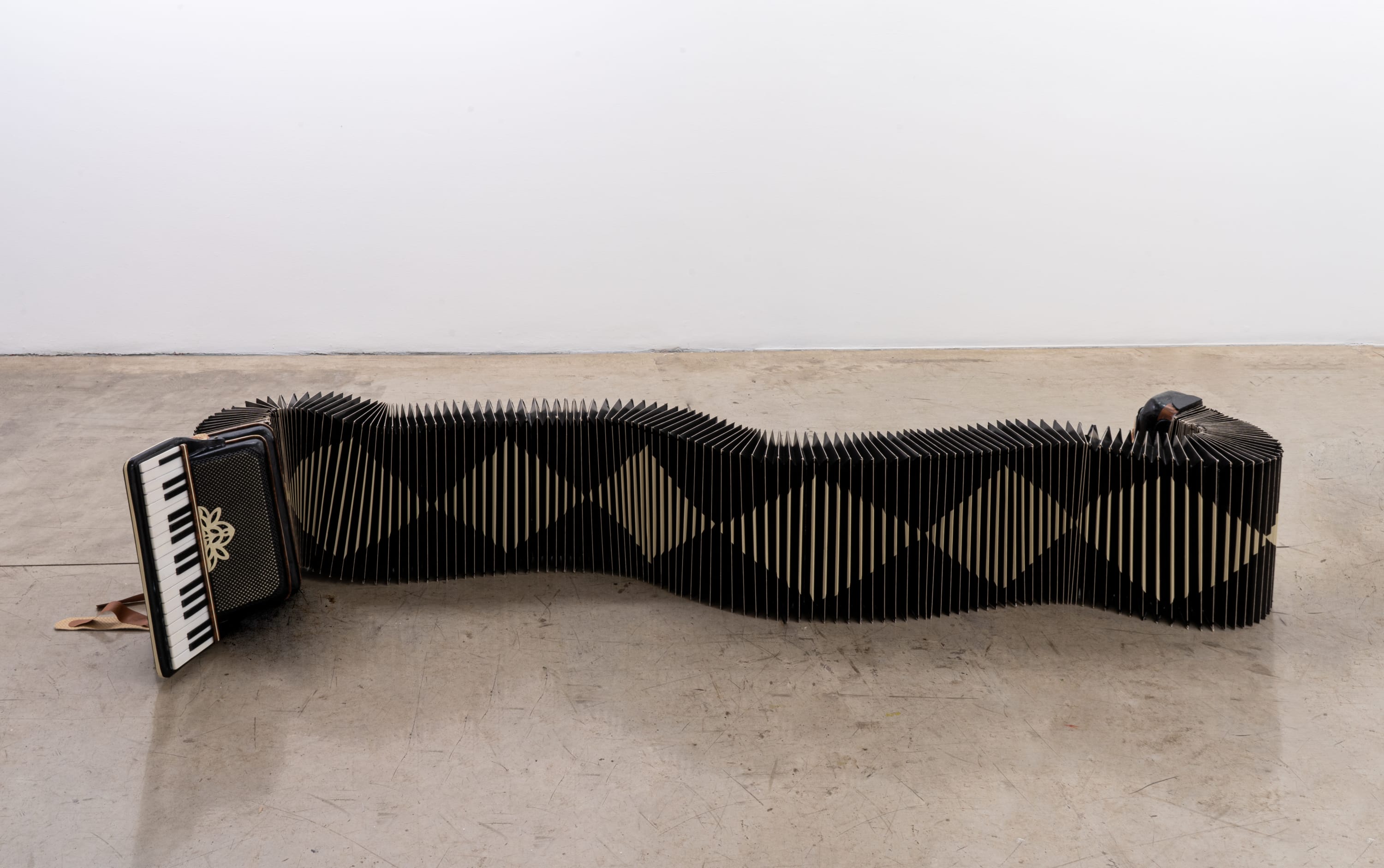 Alan Adi Sanfona sentida II, 2020 installation 42 x 285 x 76 cm | 16.5 x 112.2 x 29.9 in