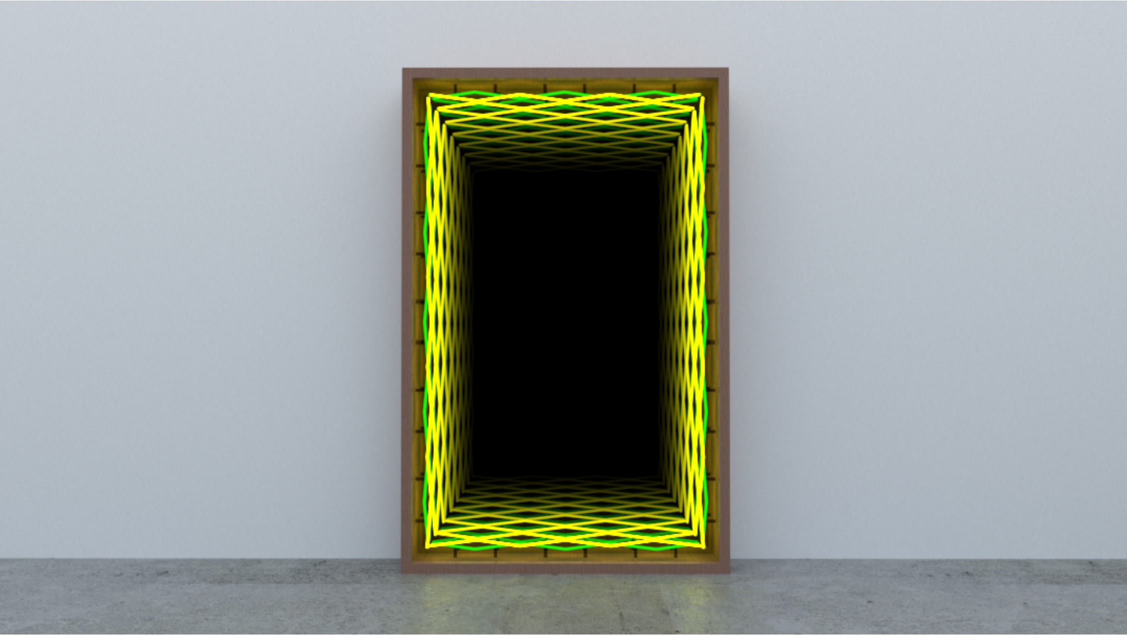 IVÁN NAVARRO DIAMANTE YELLOW-GREEN, 2020 neon, espelho, caixa de madeira e energia | neon, mirror, one-way mirror, wooden box and...