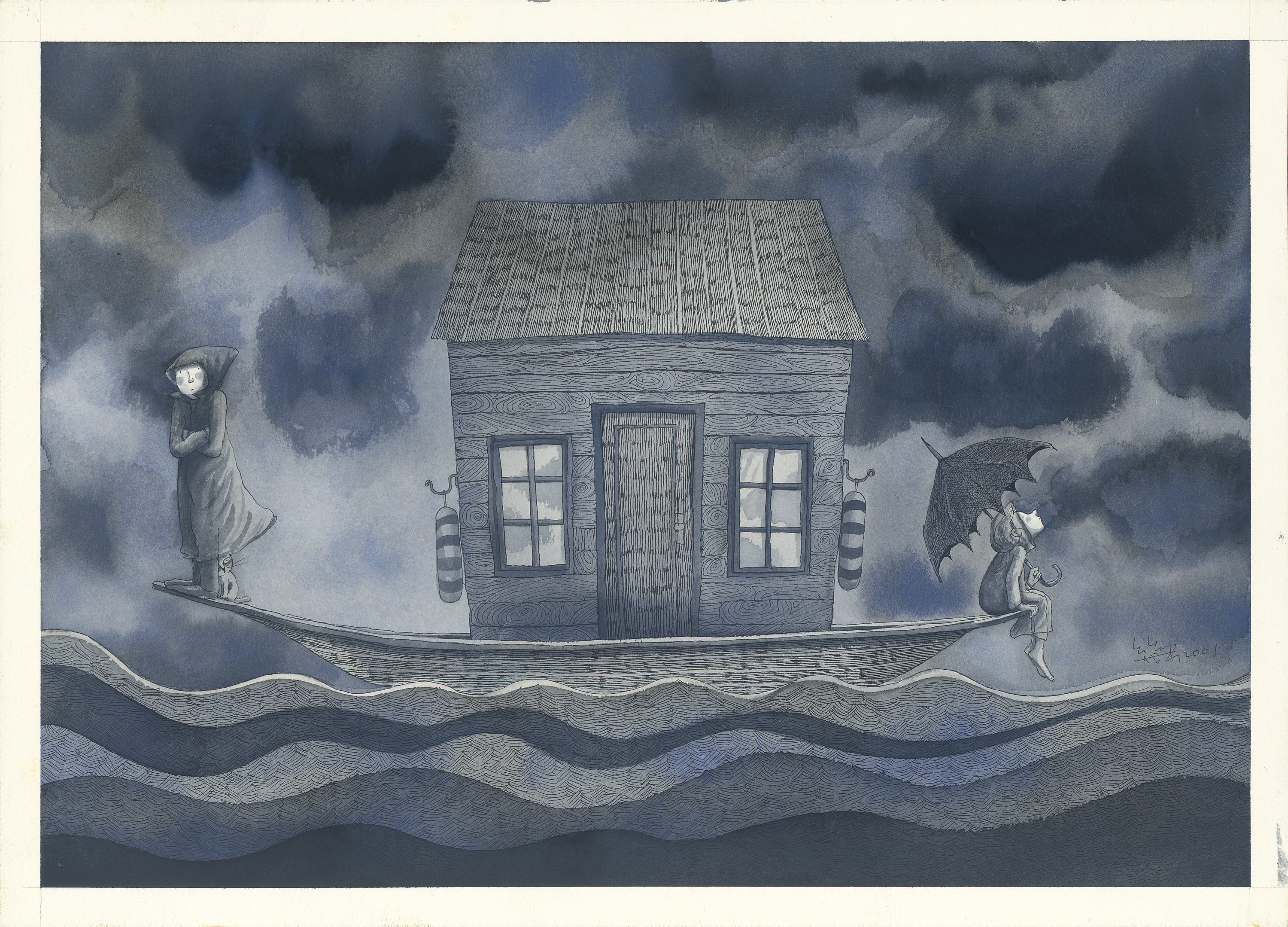 幾米 Jimmy Liao, 母親 Mother, 2001 壓克力顏料、水彩、油性簽字筆／紙 Acrylic, watercolor and marker on paper, 35 x 49 cm / each, set...