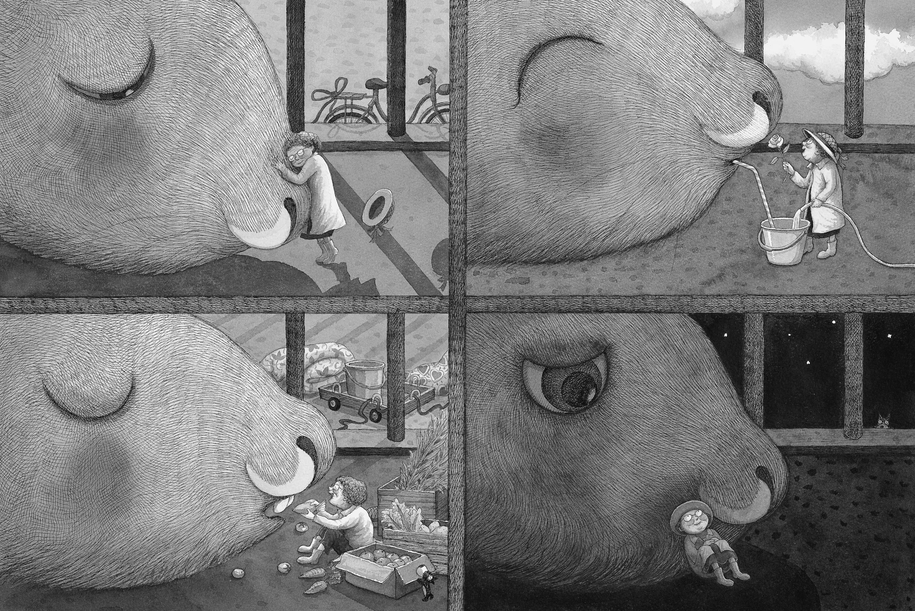 幾米 Jimmy Liao 謝謝你毛毛兔，這個下午真好玩 Thank you, Furry Bunny, for a wonderful afternoon 2005 壓克力顏料、水彩、油性簽字筆／紙 Acrylic, watercolor and marker on paper,...