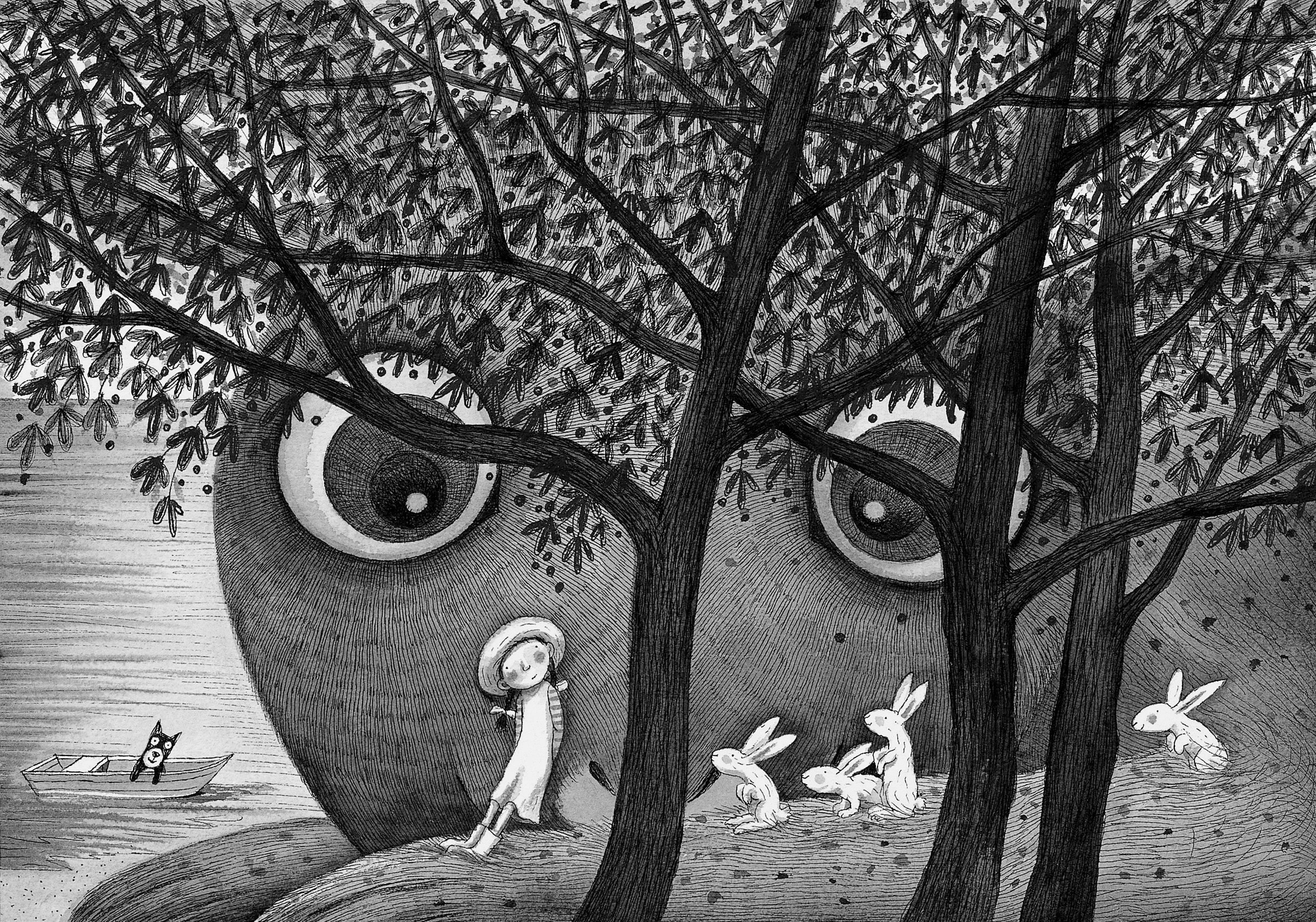 幾米 Jimmy Liao 謝謝你毛毛兔，這個下午真好玩 Thank you, Furry Bunny, for a wonderful afternoon 2005 壓克力顏料、水彩、油性簽字筆／紙 Acrylic, watercolor and marker on paper,...