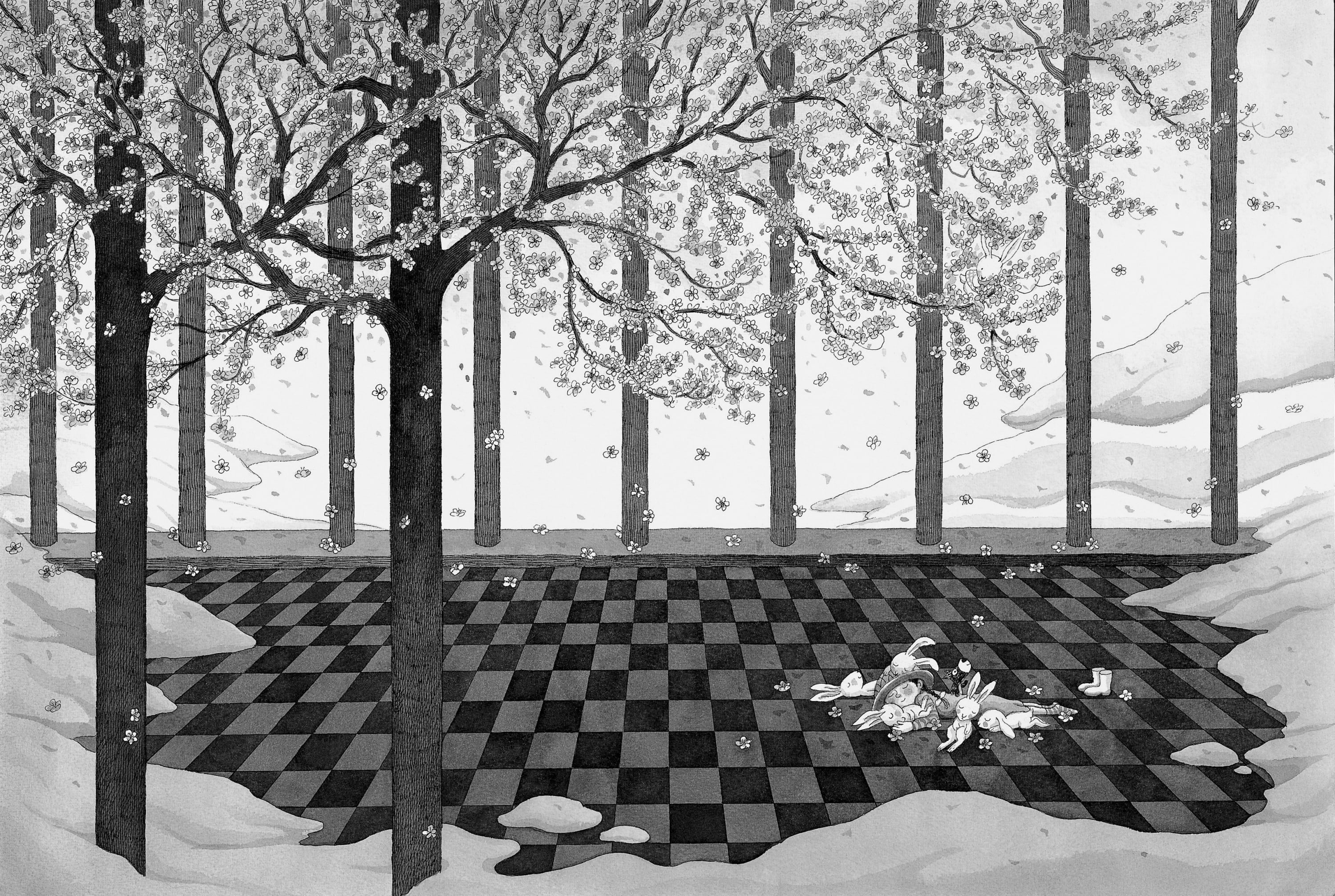 幾米 Jimmy Liao 謝謝你毛毛兔，這個下午真好玩 Thank you, Furry Bunny, for a wonderful afternoon 2005 壓克力顏料、水彩、油性簽字筆／紙 Acrylic, watercolor and marker on paper,...