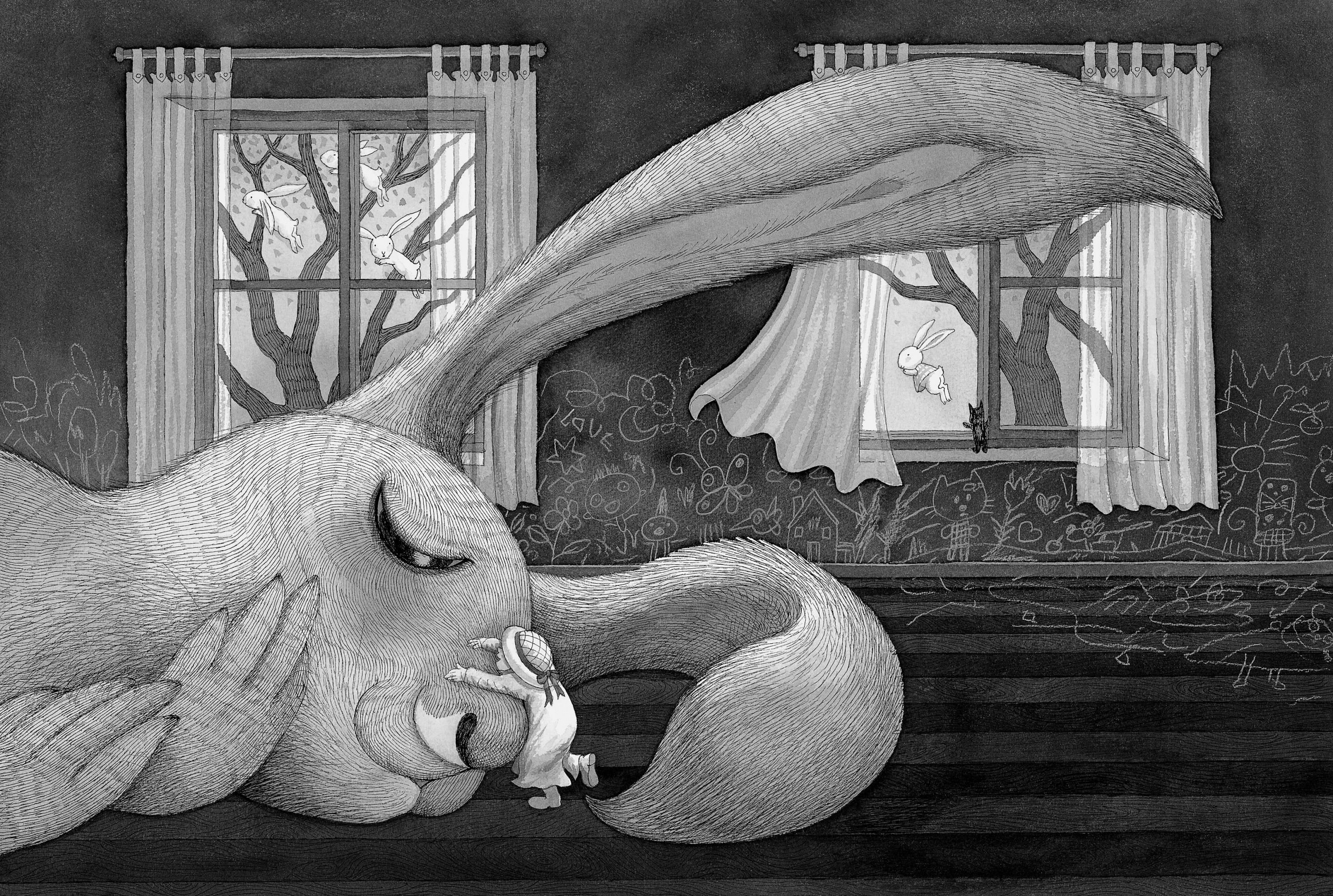 幾米 Jimmy Liao 謝謝你毛毛兔，這個下午真好玩 Thank you, Furry Bunny, for a wonderful afternoon 2005 壓克力顏料、水彩、油性簽字筆／紙 Acrylic, watercolor and marker on paper,...