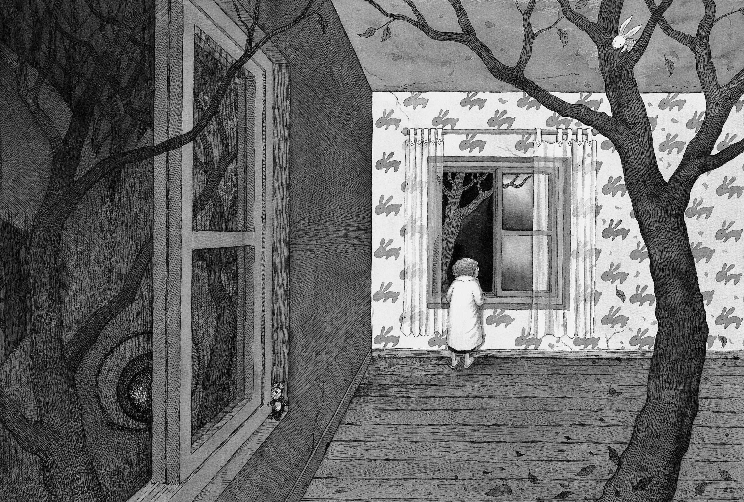 幾米 Jimmy Liao 謝謝你毛毛兔，這個下午真好玩 Thank you, Furry Bunny, for a wonderful afternoon 2005 壓克力顏料、水彩、油性簽字筆／紙 Acrylic, watercolor and marker on paper,...