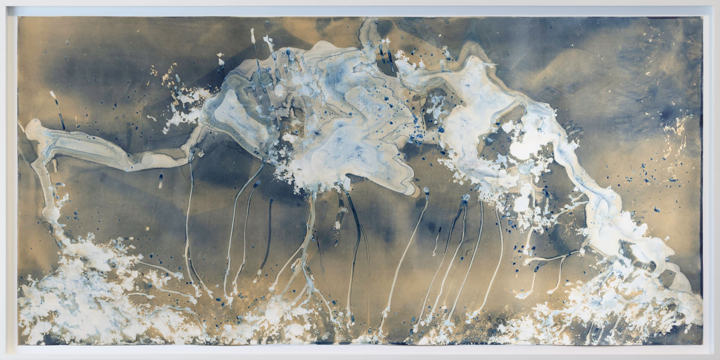 Meghann Riepenhoff Days 45-47: mushroom ink + Prussian Blue pigment + lake water + snow + evaporation, 2024 Unique Dynamic...