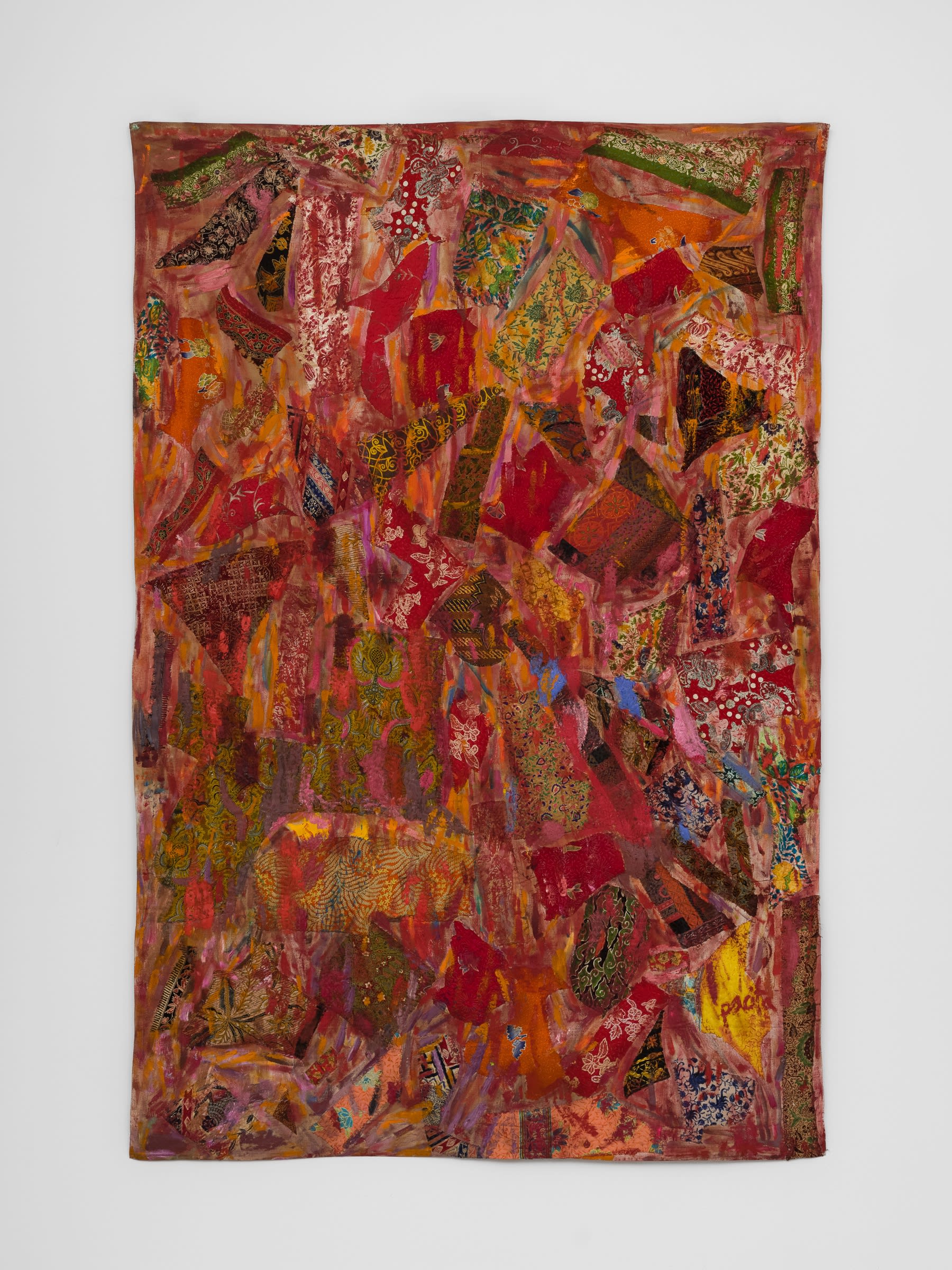 Pacita Abad Bandung, 1999 Oil, painted batik cloth stitched on canvas 87 x 58 3/4 in 221 x 149.2 cm