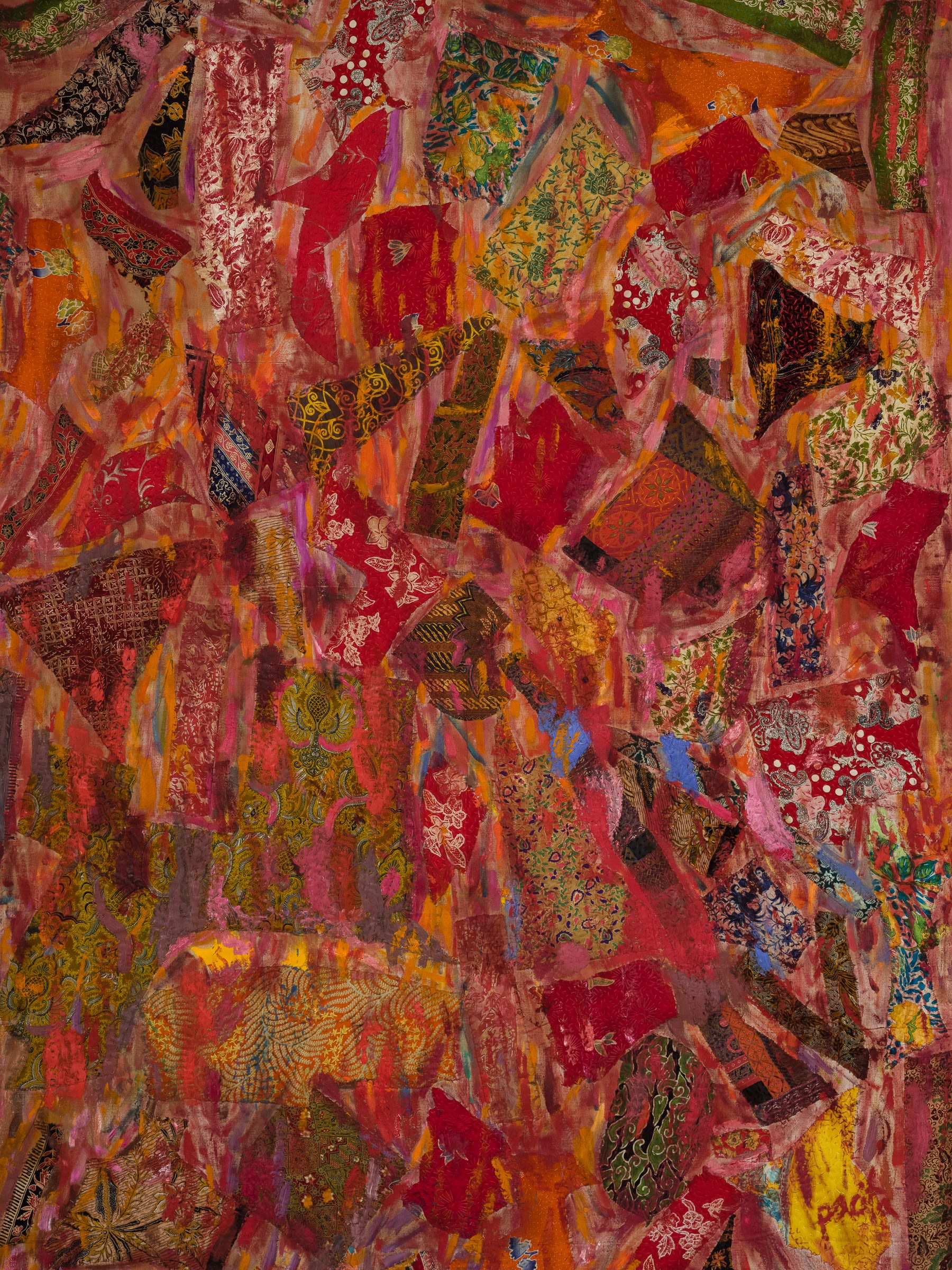 Pacita Abad Bandung, 1999 Oil, painted batik cloth stitched on canvas 87 x 58 3/4 in 221 x 149.2 cm