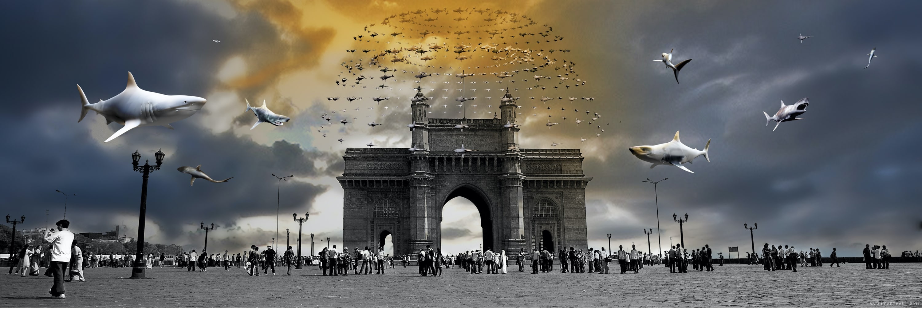 BAIJU PARTHAN Monument 45 x 135 Inches 3D Lenticular Print | Triptych AP 2/2 2011