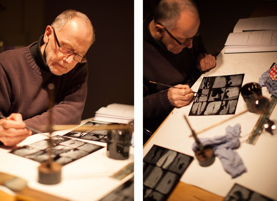 William Tillyer working on the Flatford Chart Etchings