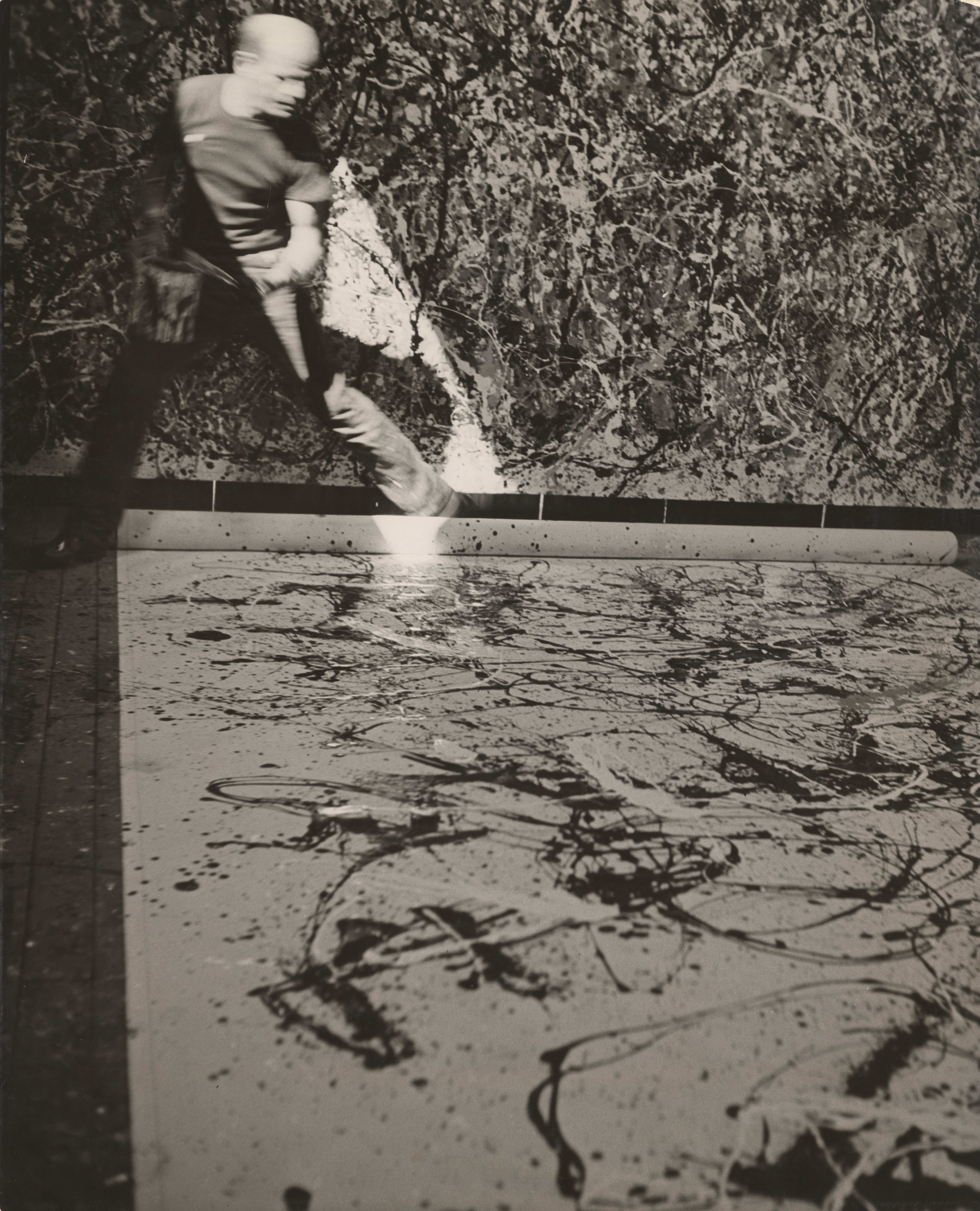 Hans Namuth (1915-1990) Jackson Pollock, 1950 Vintage gelatin silver print mounted to board, printed c. 1950 20 x 16 in...