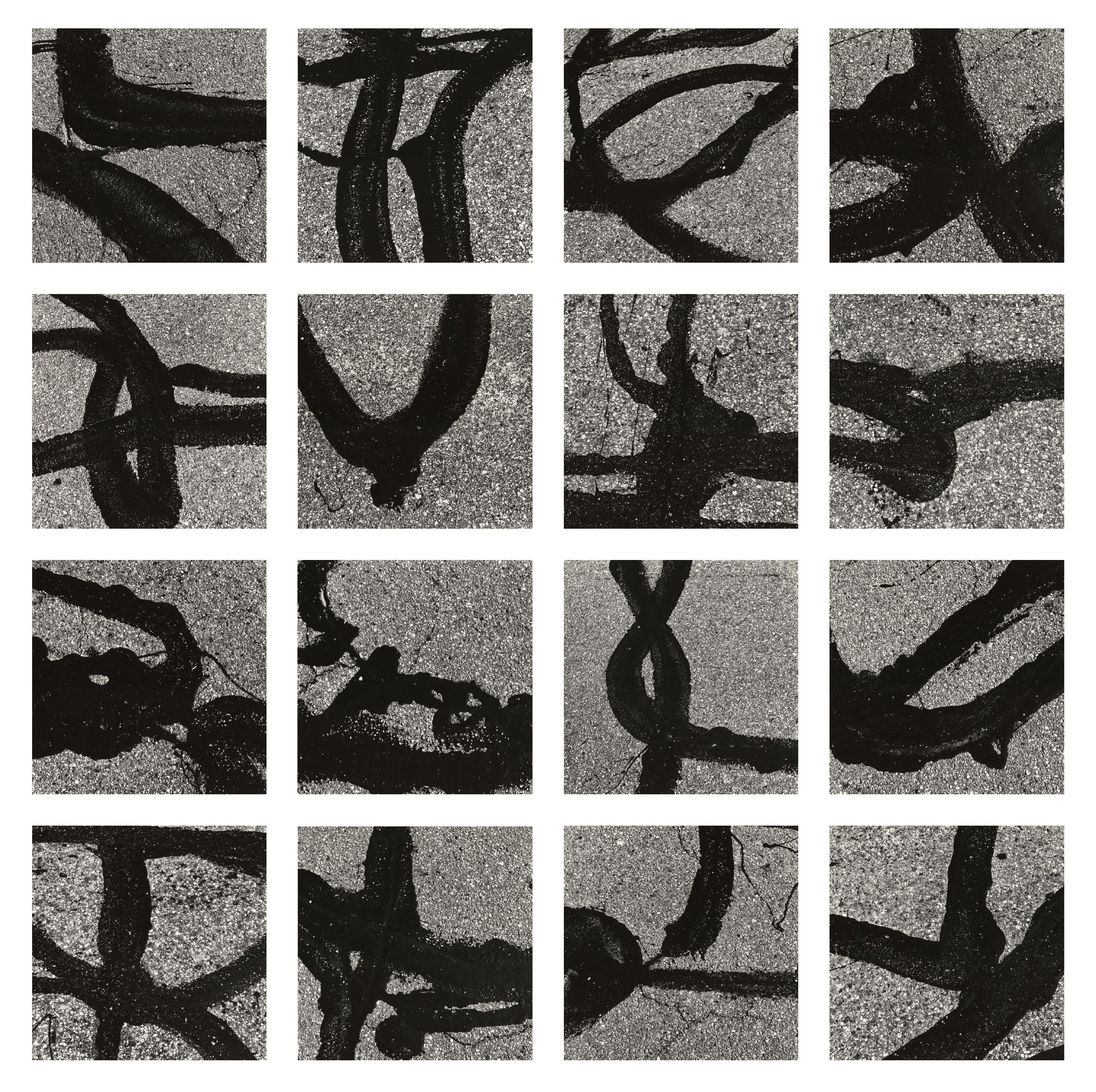 Aaron Siskind (1903-1991) Providence (Grid of 16), 1986 Vintage gelatin silver prints, printed c. 1986 Signed, titled, and dated on...
