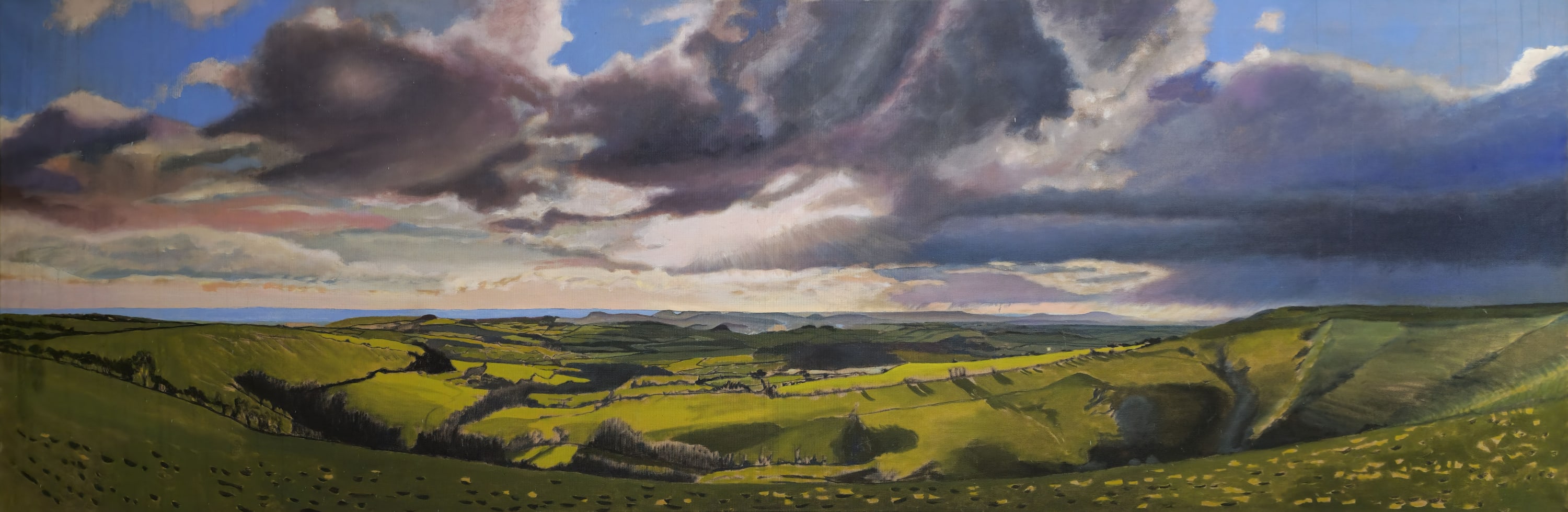 Kit Glaisyer, An epic view from Eggardon Hill 240x80cm