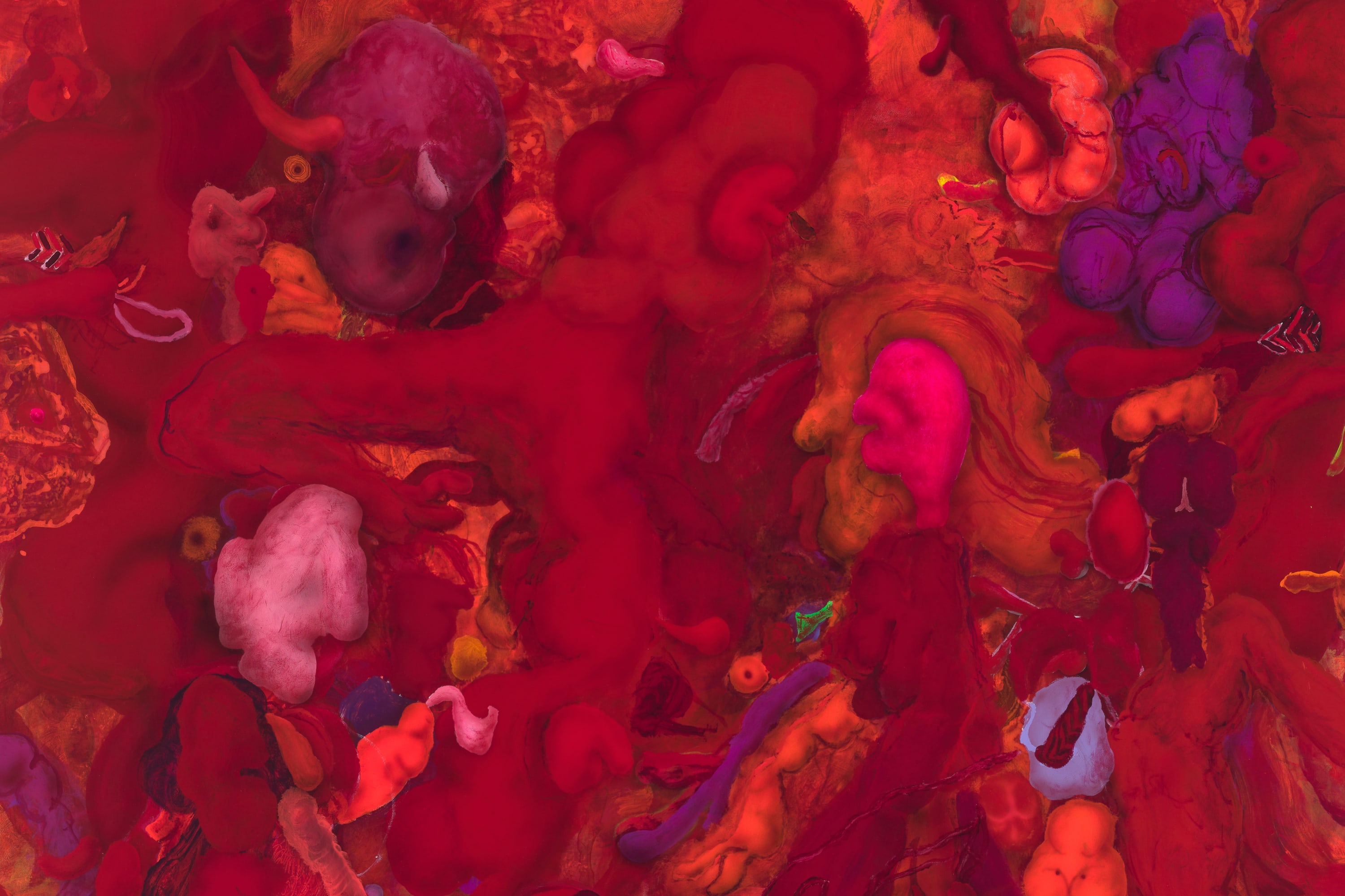 Utilising a confluence of painting techniques, from semi-abstract mark making to carefully drawn patterns and blurrily airbrushed faces, the paintings...