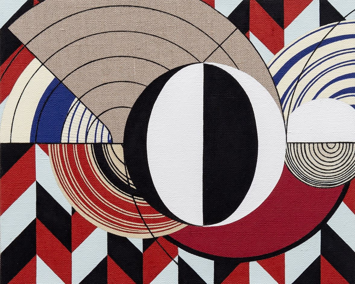 The accompanying paintings, executed on raw loomstate linen, delve into geometric forms and circular motifs. With some pieces large and...