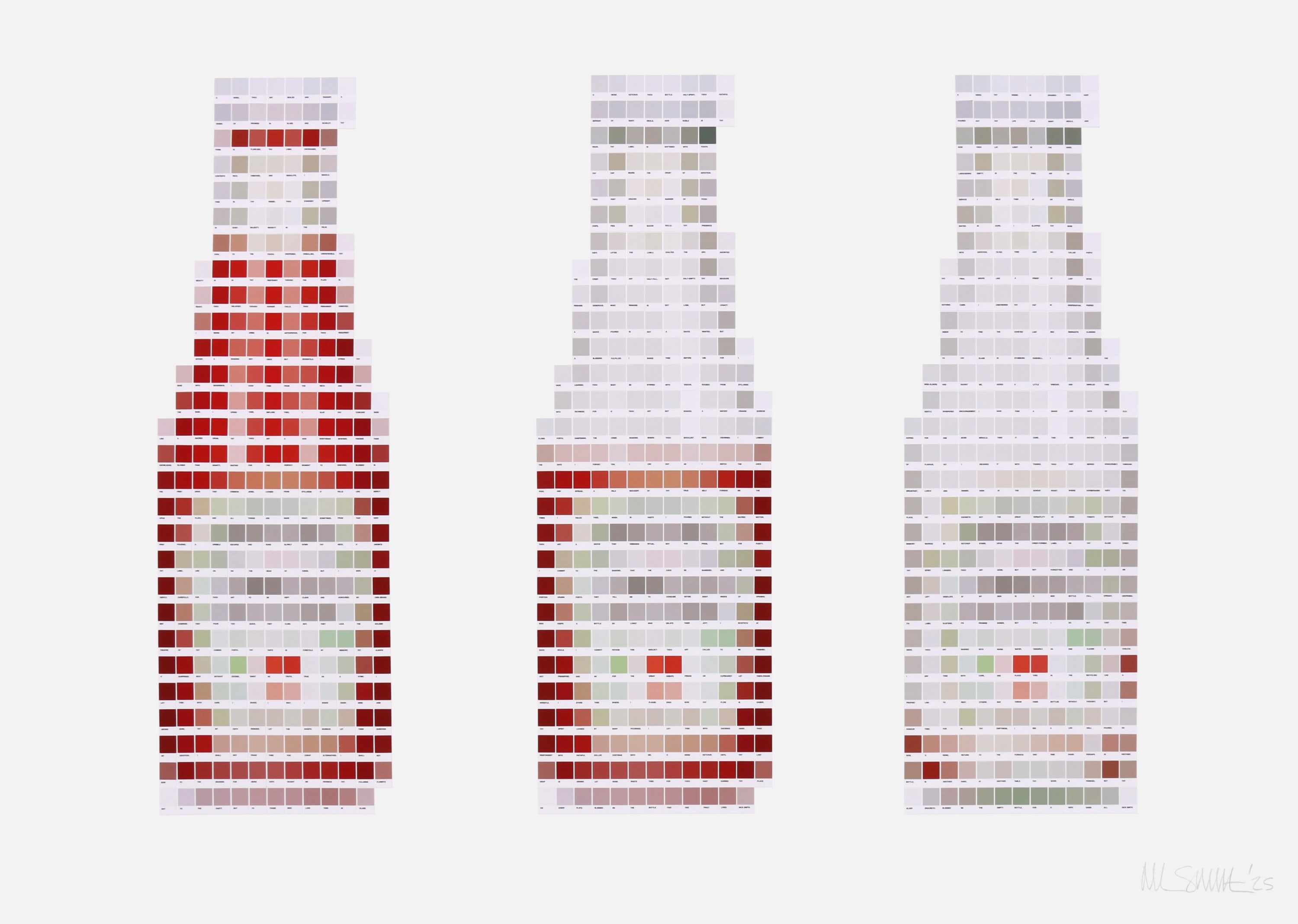 NICK SMITH, FULL OF GRACE, HALF IN FAITH, EMPTY AND ETERNAL, 2025 🔴 “This triptych takes Heinz Tomato Ketchup… full,...