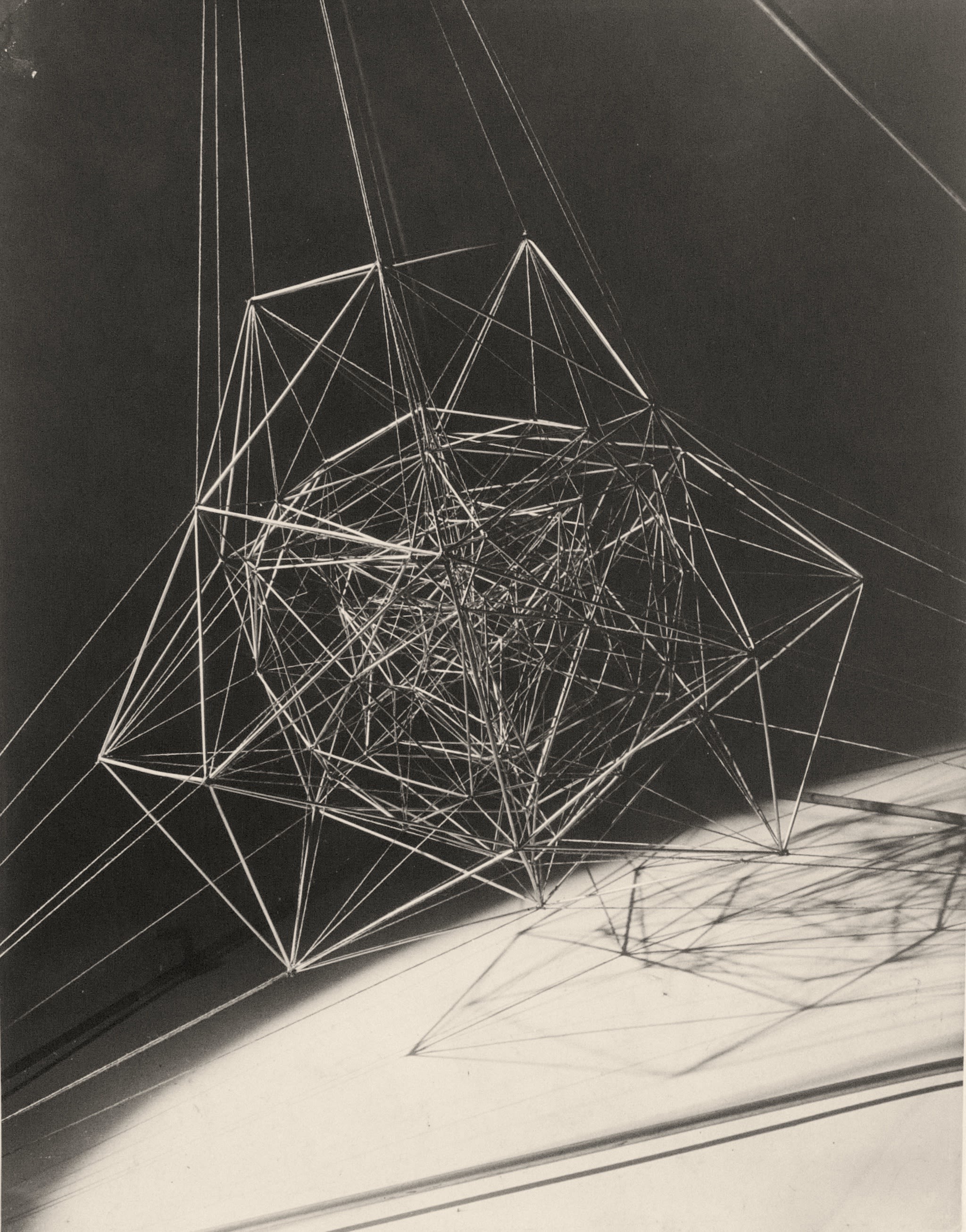 Man Ray, “Polyèdres”, Wire Sculpture with Shadow, 1935, Titled in pencil verso. ‘Man Ray’ wet stamp verso. ‘Cahiers D’Art’ wet...