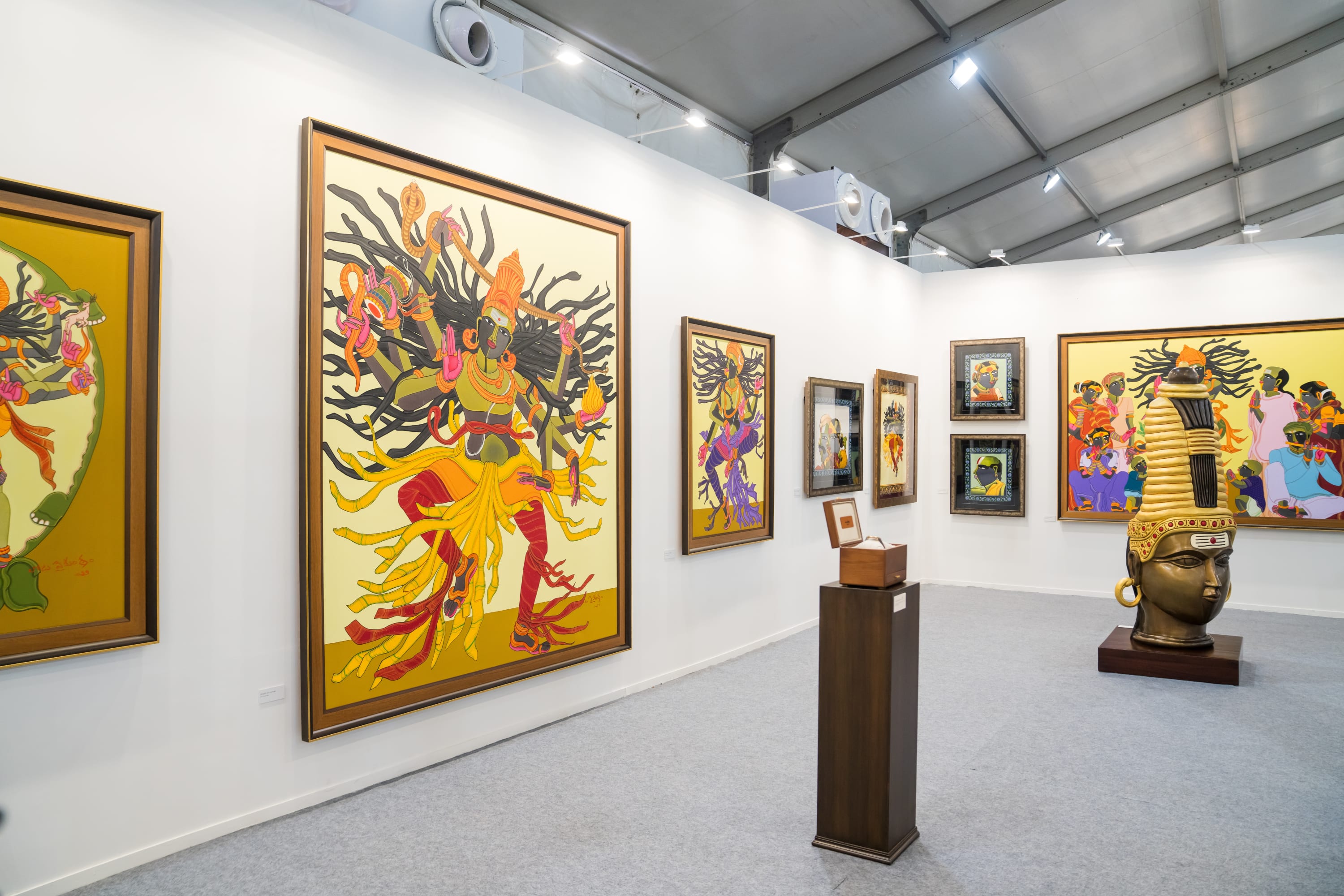 Black Cube Gallery showcases Thota Vaikuntam’s vibrant interpretations of Shiva Nataraja at Art Mumbai 2024, featuring paintings, sculptures, and a...