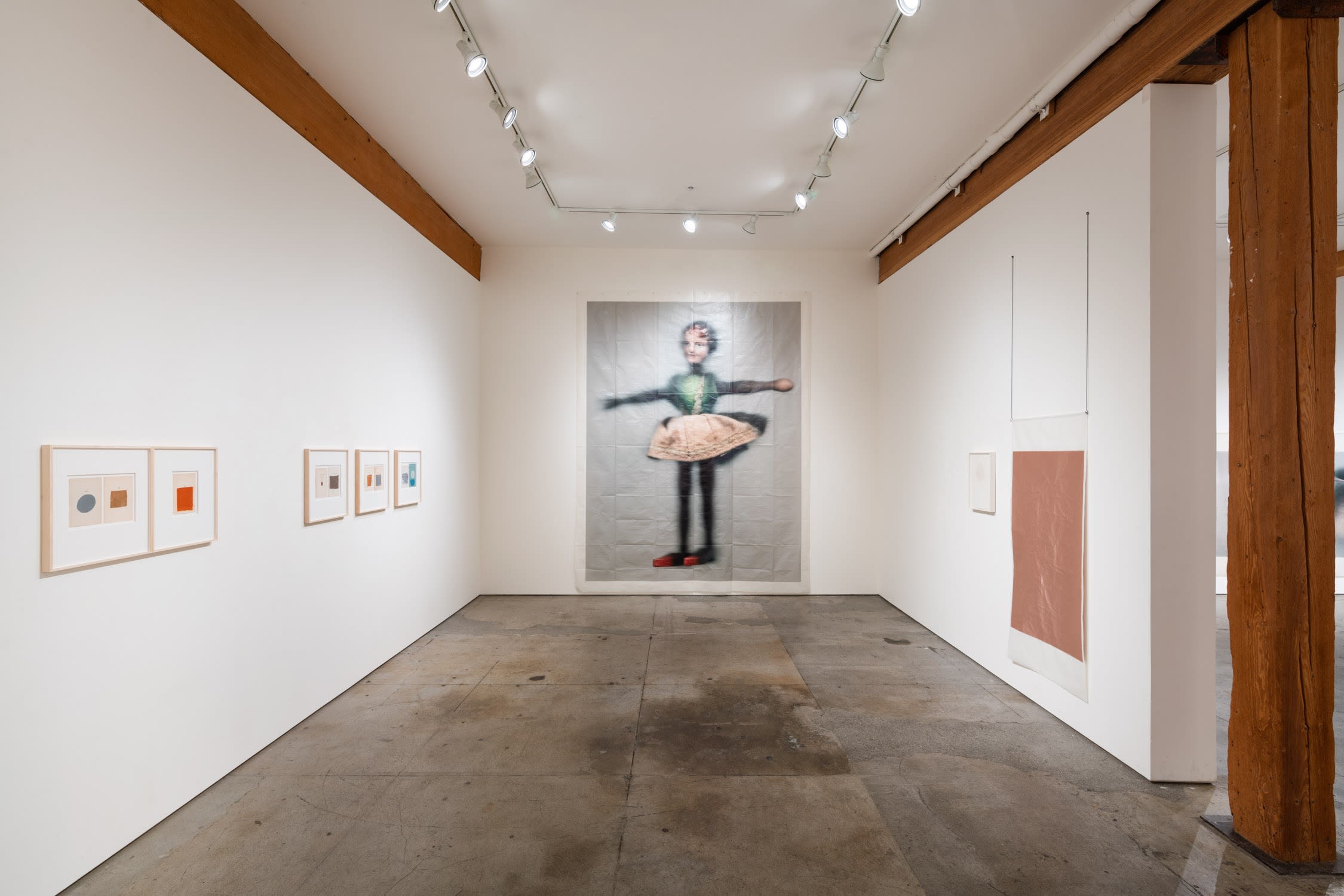 Installation images of Hamilton’s book endpaper collages