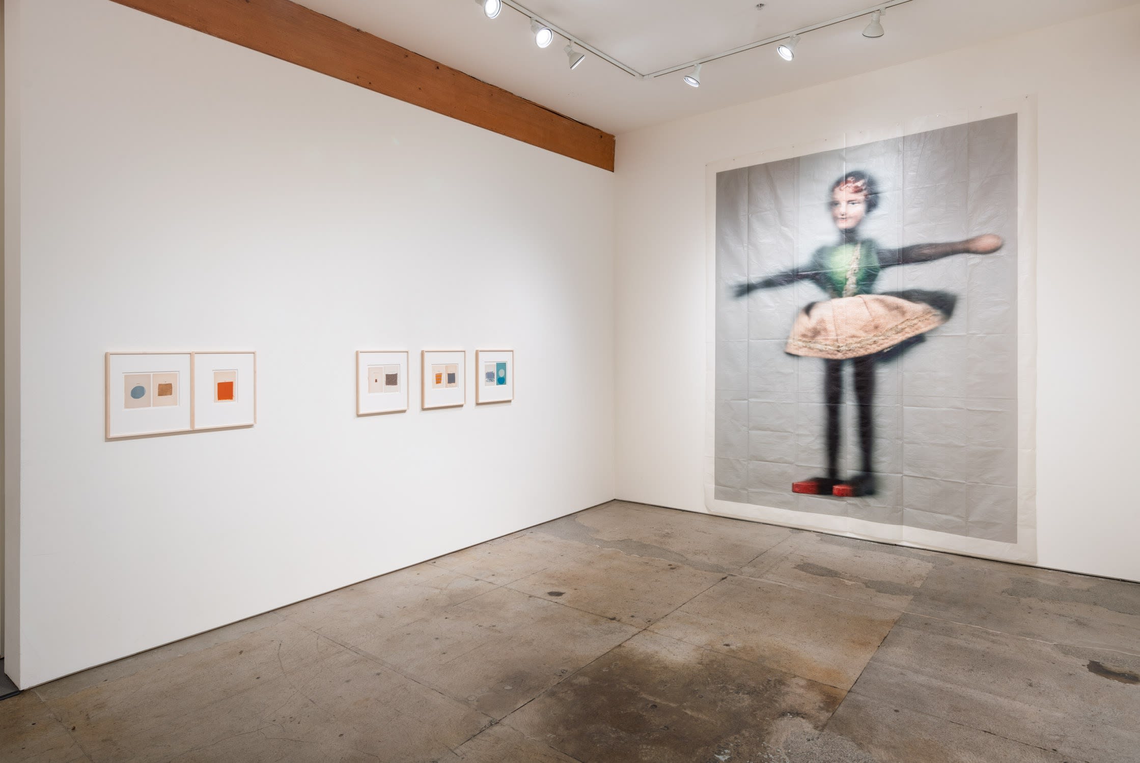 Installation images of Hamilton’s book endpaper collages