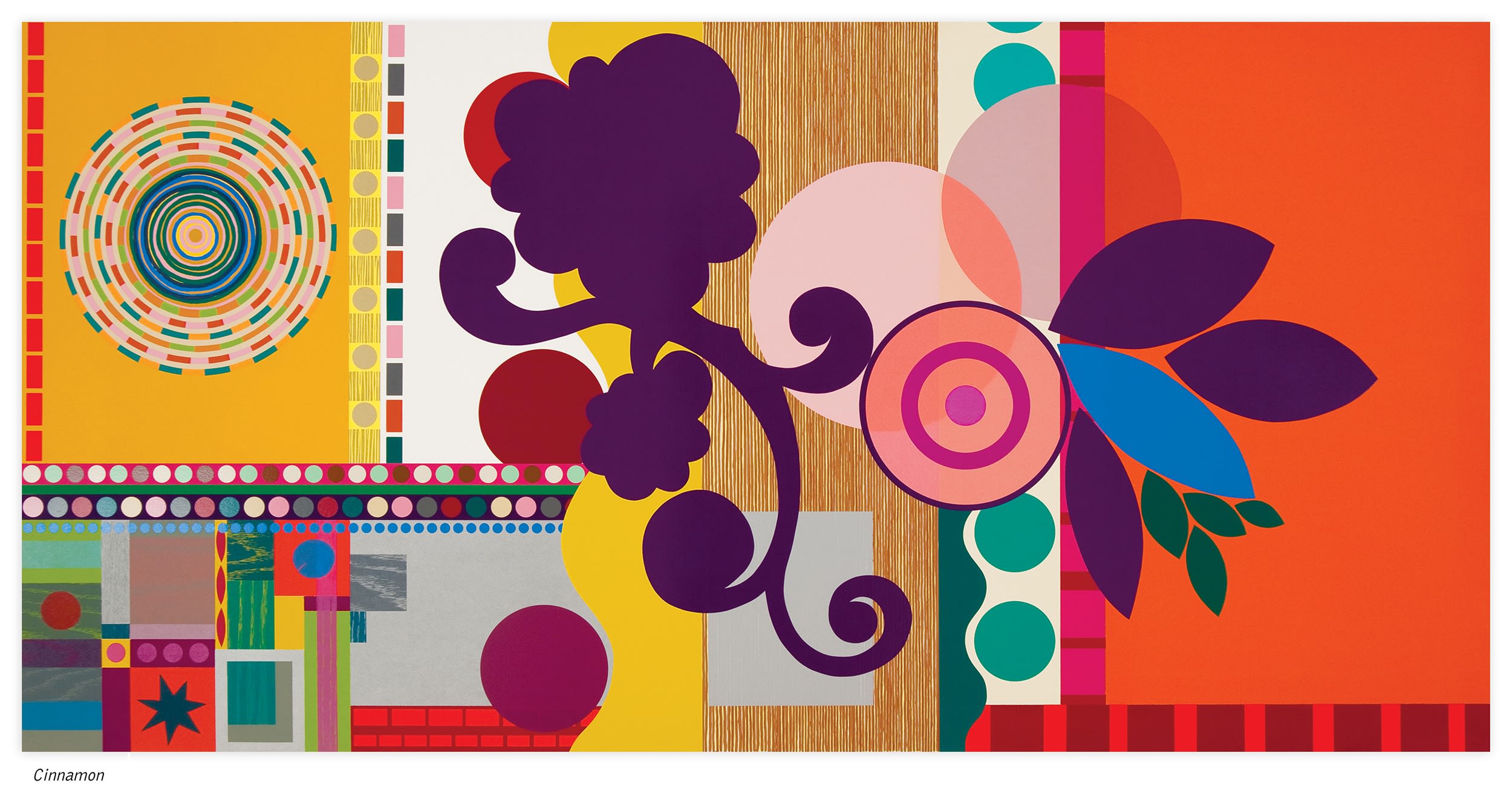 Beatriz Milhazes Durham Press Gold Rose Series Cinnamon Woodblock Screenprint Edition