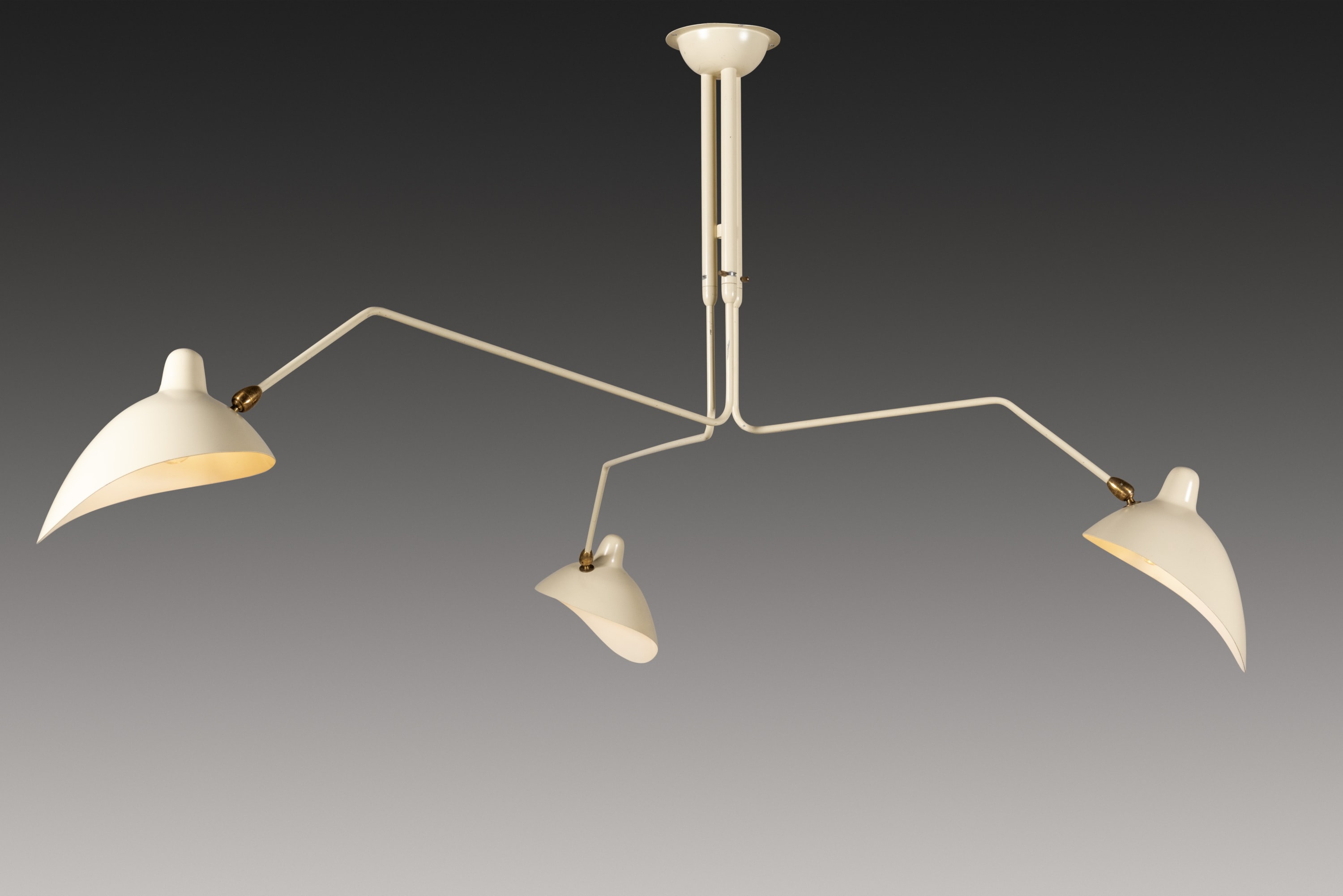«Araignée» ceiling light with three orientable «téton» shades, 1958