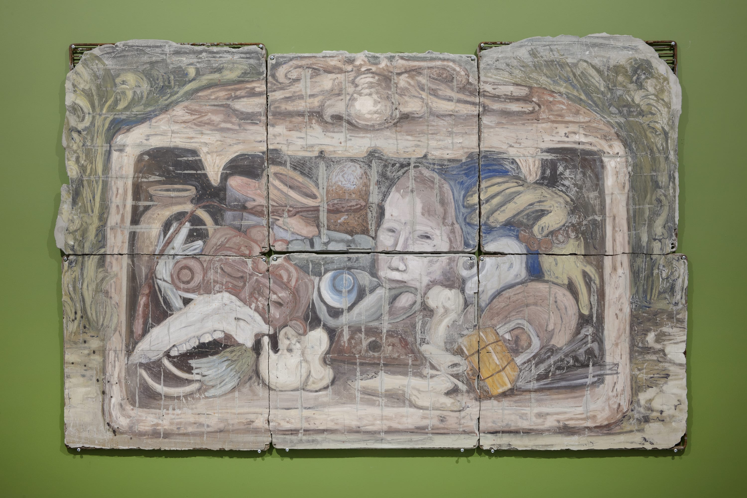 Ofrenda, 2024 Setting of concrete, pigments and graphite on metal structure. 102 x 156 cm 40 1/8 x 61 3/8...