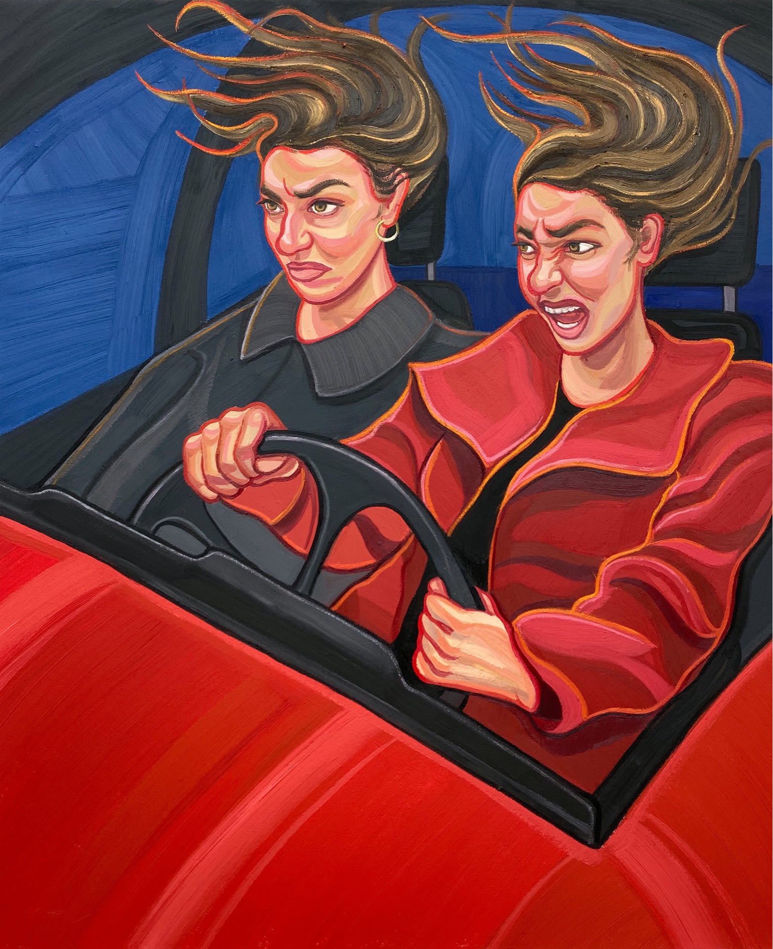 I also decided to place these two dualities inside a fast moving car as being in one can fill you...