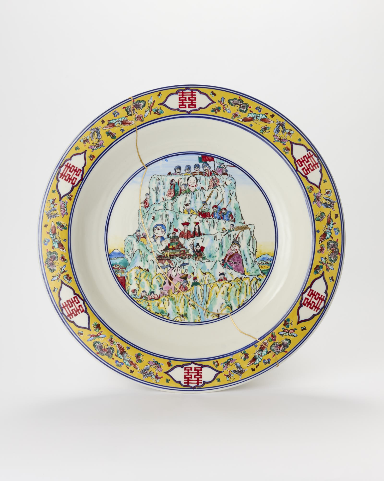 Casey Chen A portrait of my personal pop-cultural pantheon, 2025 glazed porcelain, ceramic colourants, enamels, gold lustre, and applied gold...