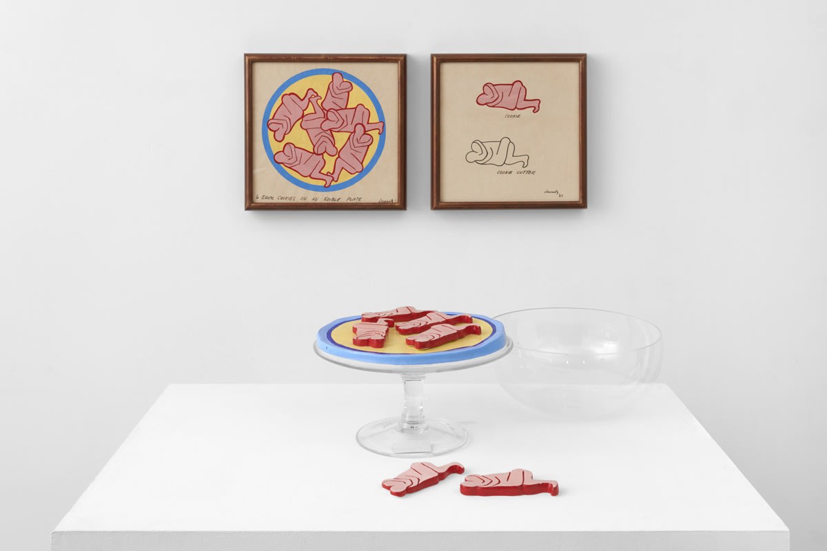 Judy CHICAGO Six Erotic Cookies (in 10 parts), 1967 Sculpture: plastic bowl, glass and painted plaster Two drawings: acrylic and...